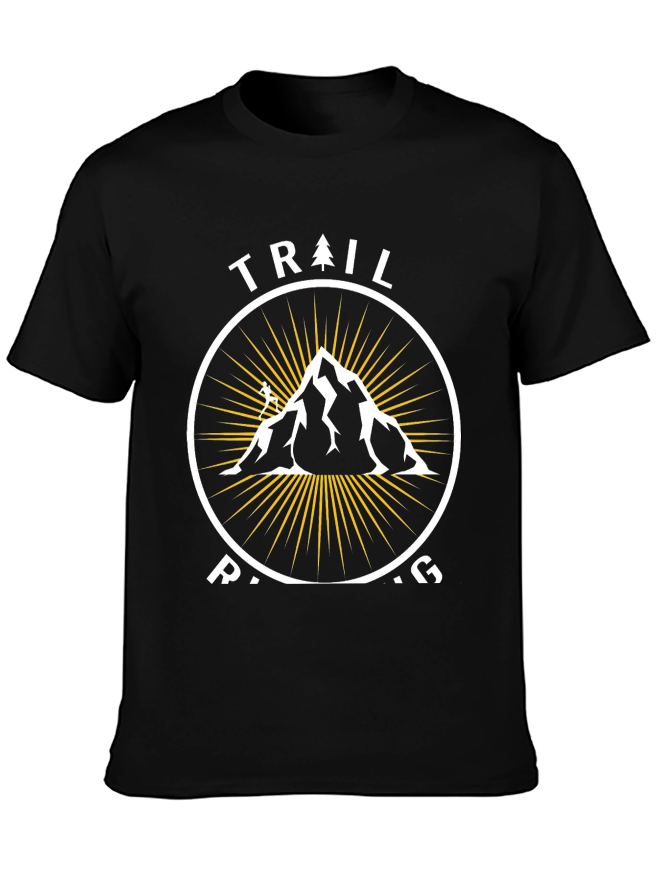 Trail Running Mountain Graphic Tee - Black