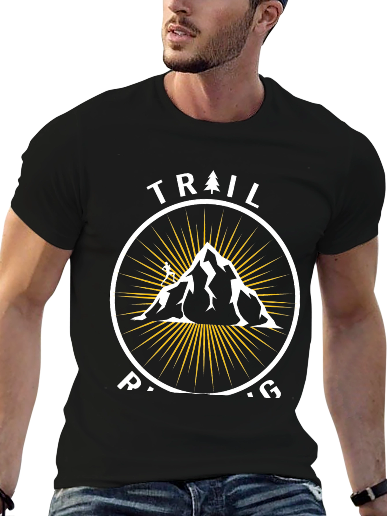 Trail Running Mountain Graphic Tee - Black