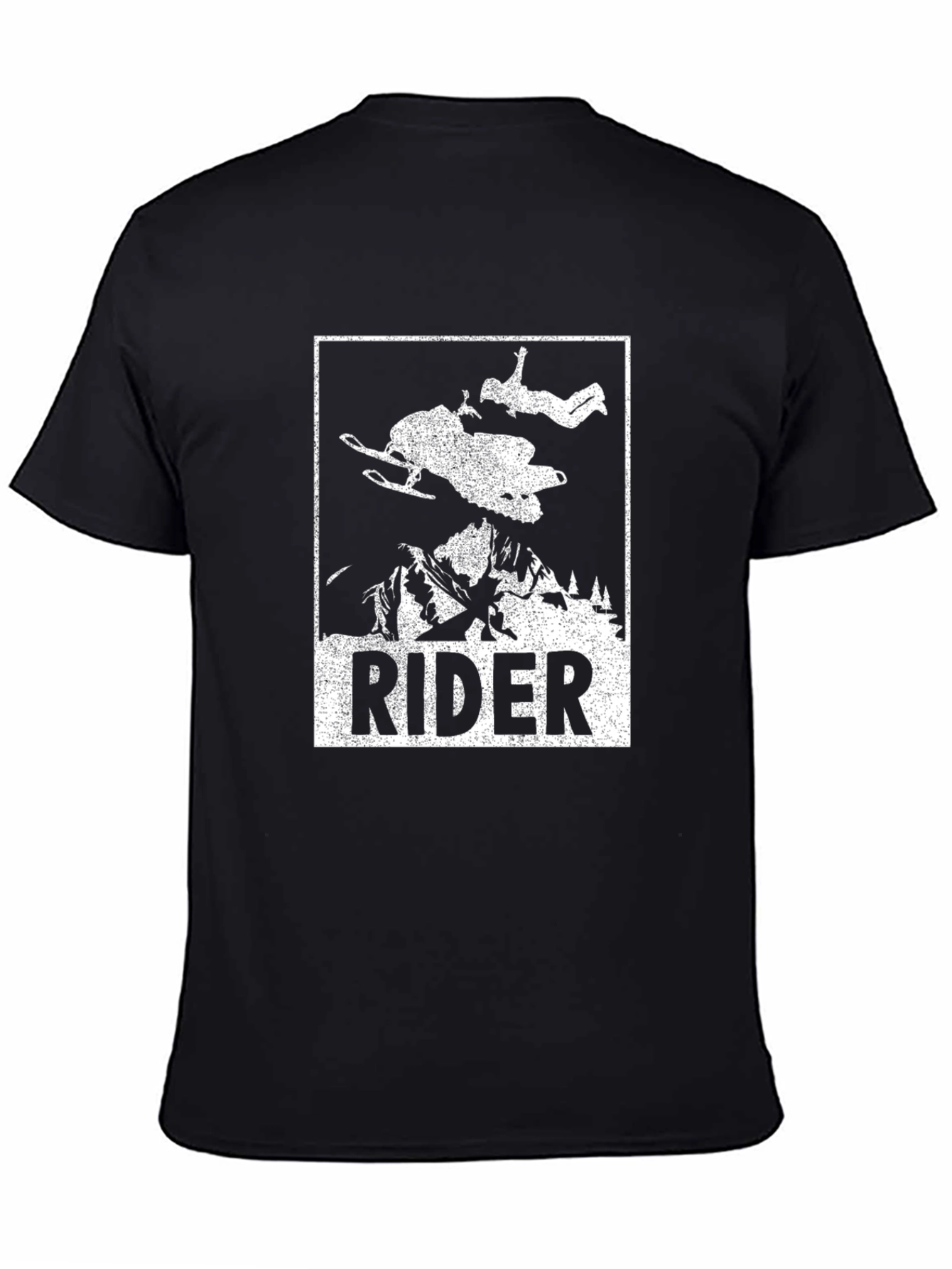 Rider Snowmobile Graphic Tee - Black Cotton T-Shirt