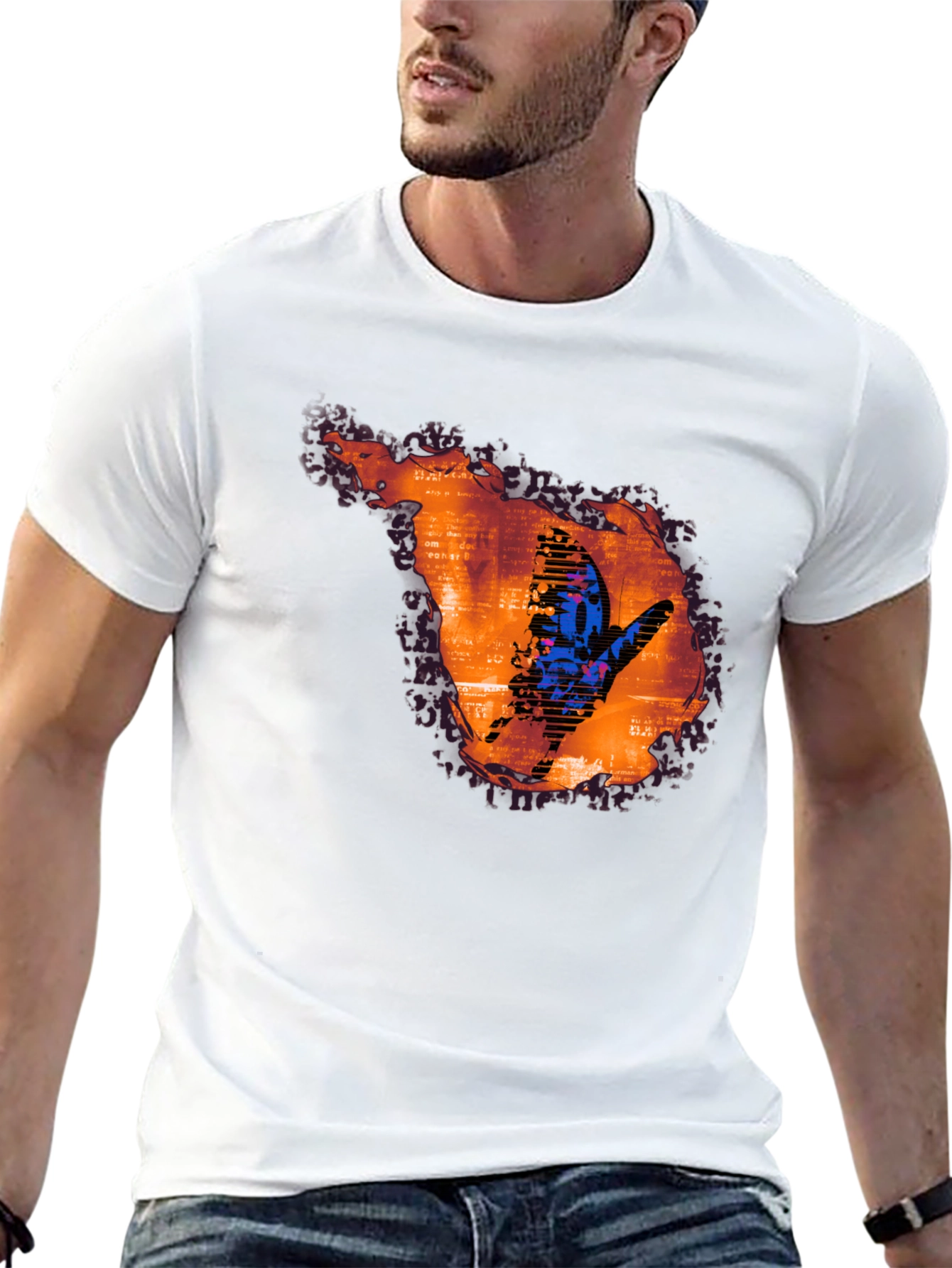Abstract Butterfly Graphic Print T-Shirt