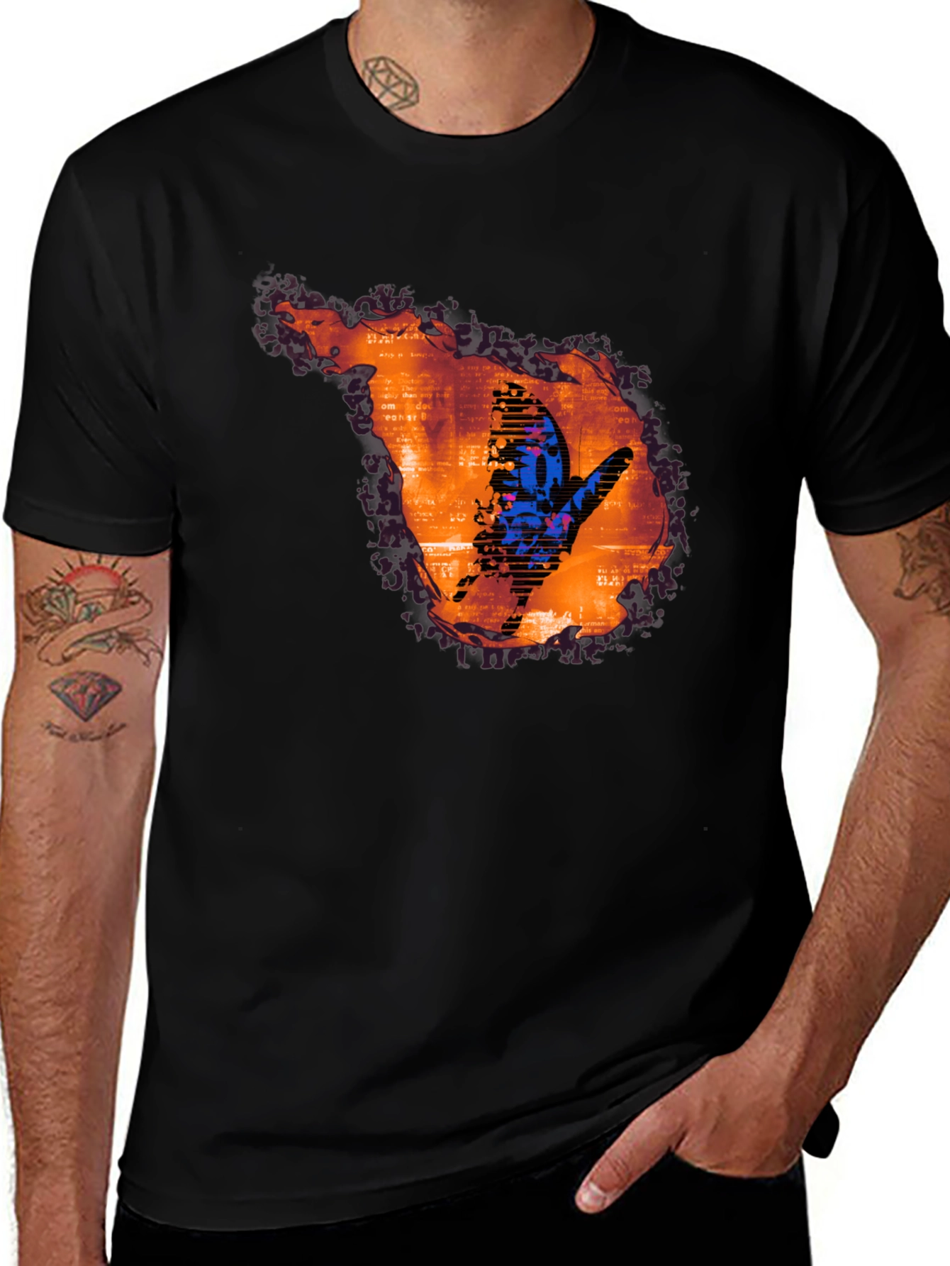 Abstract Butterfly Graphic Print T-Shirt