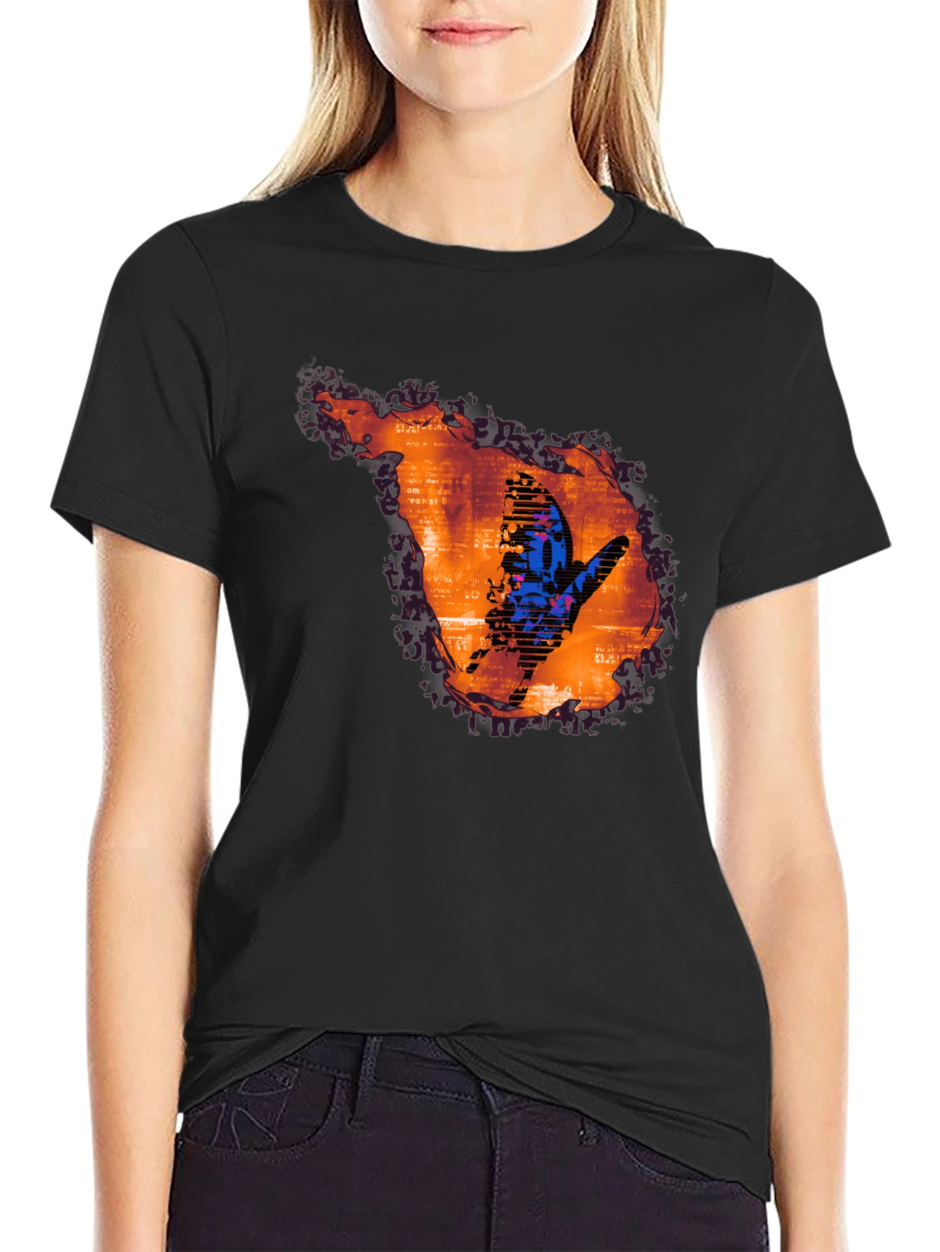 Abstract Butterfly Graphic Print T-Shirt