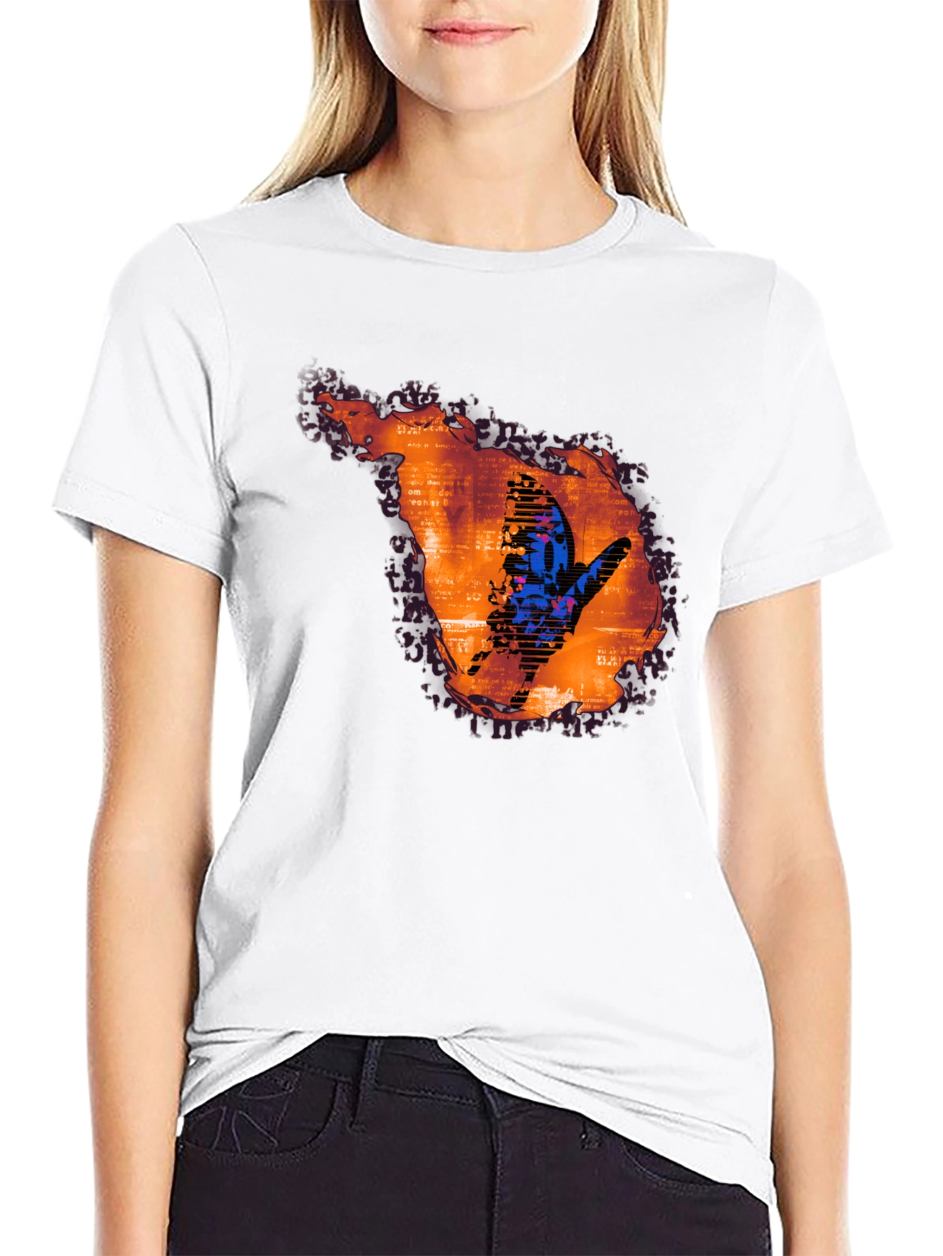 Abstract Butterfly Graphic Print T-Shirt