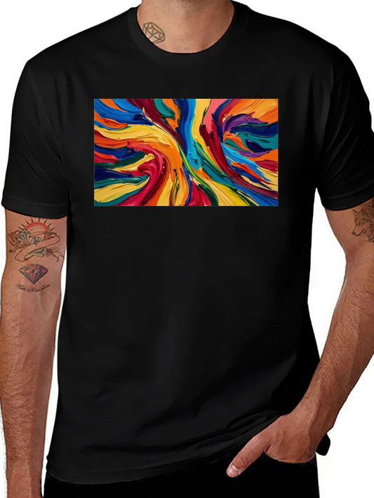 Abstract Art Graphic Tee - Bold Colors Soft Cotton