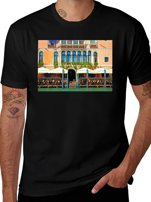 Venice Building Graphic Tee - Canal Scene T-Shirt