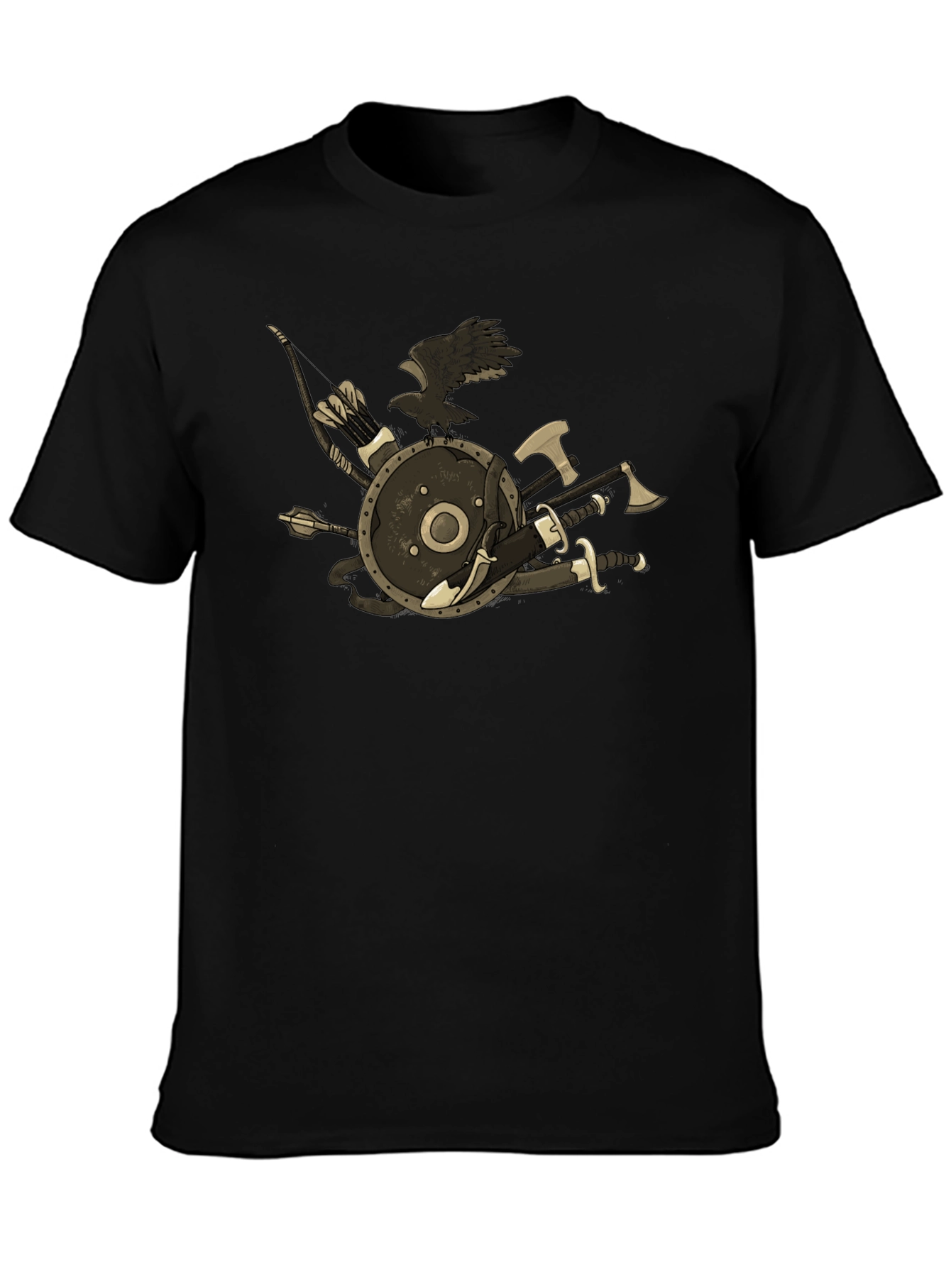 Viking Warrior T-Shirt - Raven Shield Swords