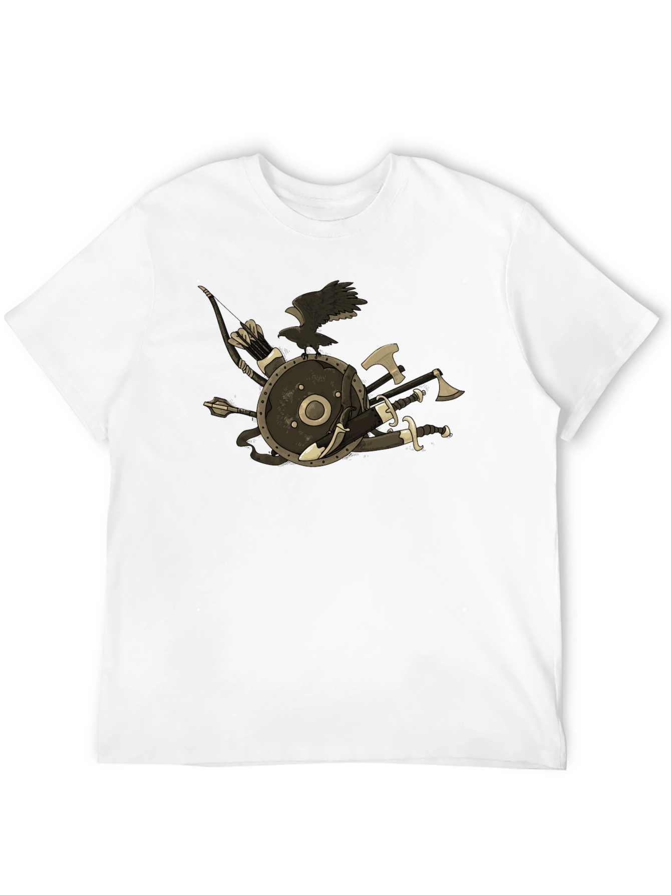 Viking Warrior T-Shirt - Raven Shield Swords