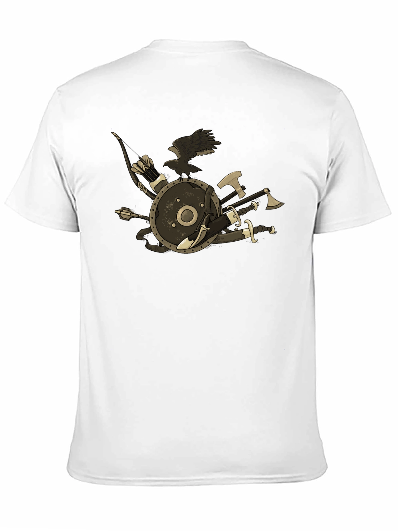 Viking Warrior T-Shirt - Raven Shield Swords