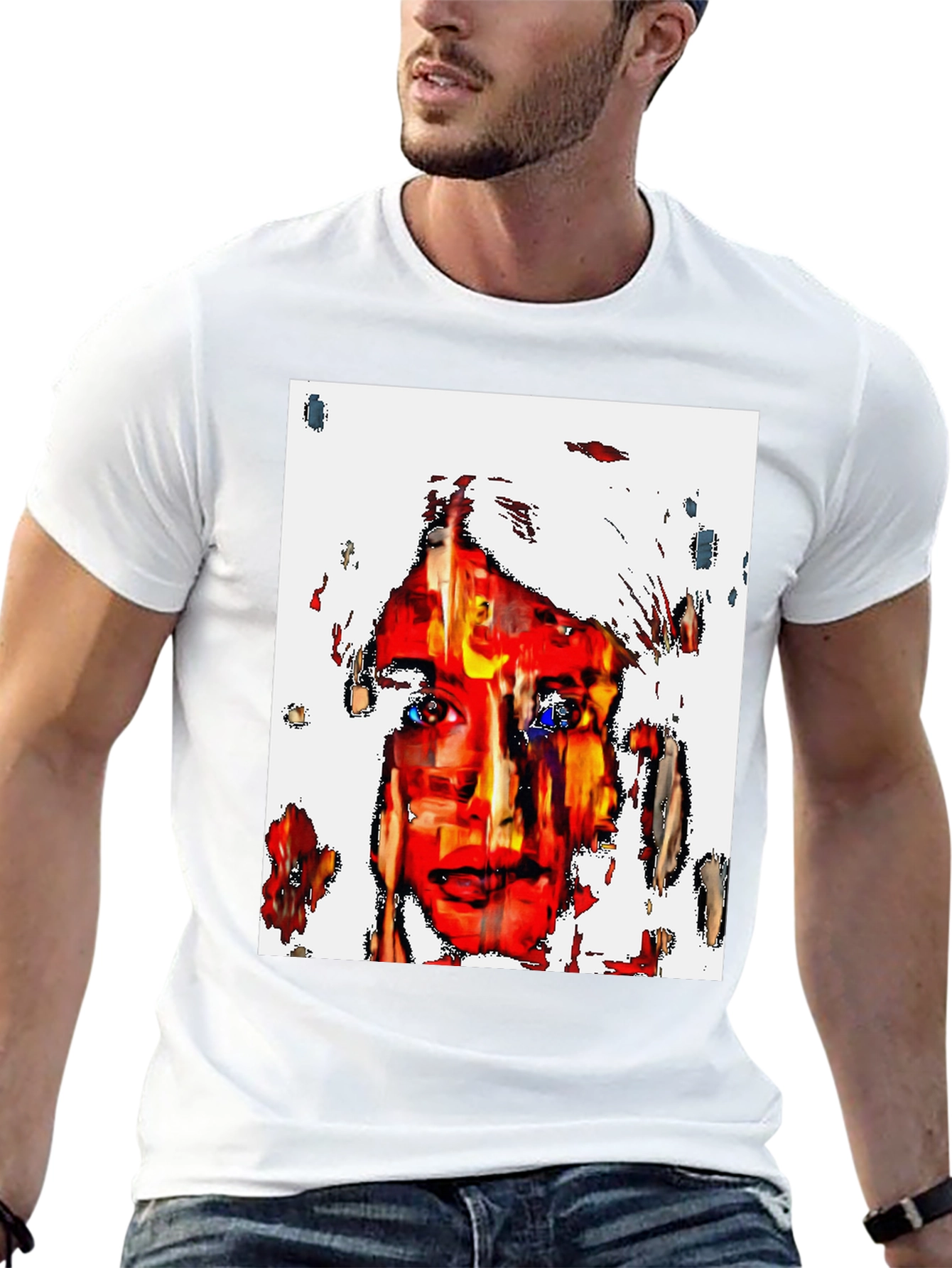Abstract Face Graphic Black T-Shirt
