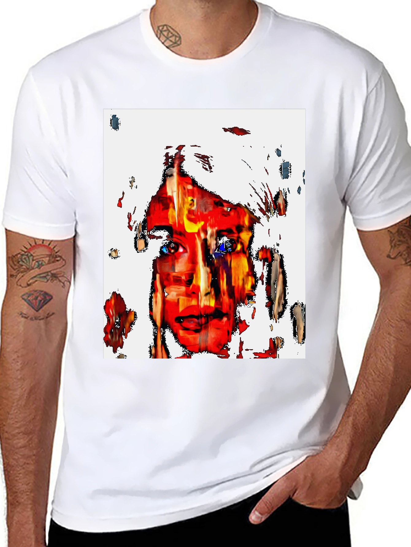 Abstract Face Graphic Black T-Shirt