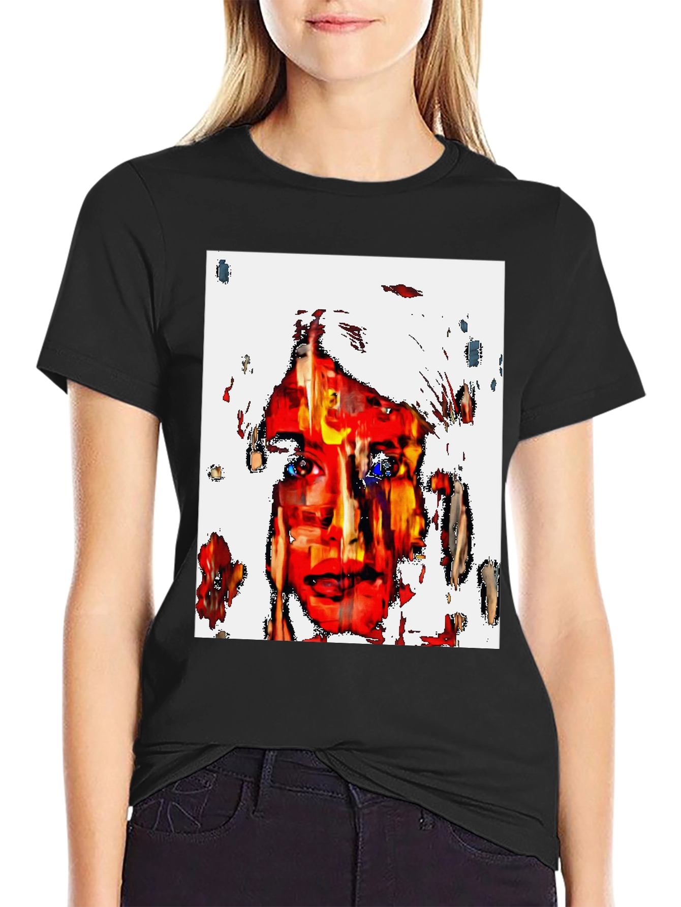 Abstract Face Graphic Black T-Shirt