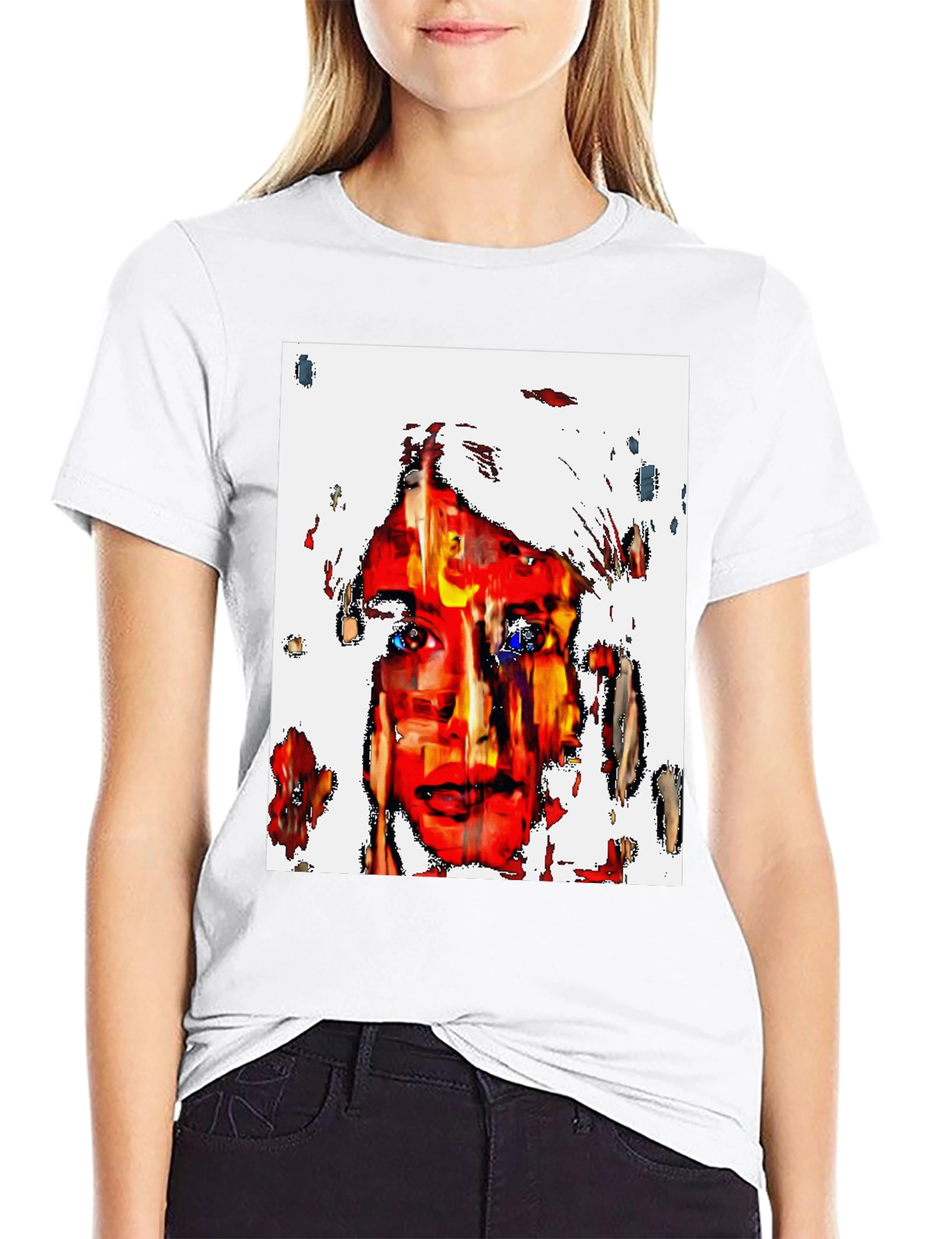 Abstract Face Graphic Black T-Shirt