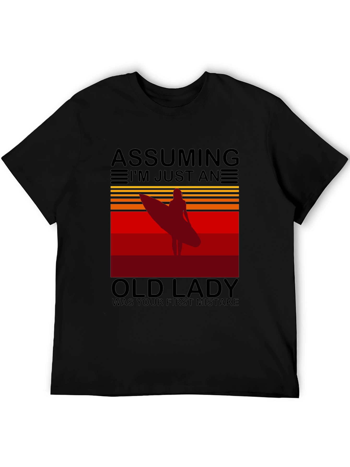 Assuming Old Lady Surfer T-Shirt