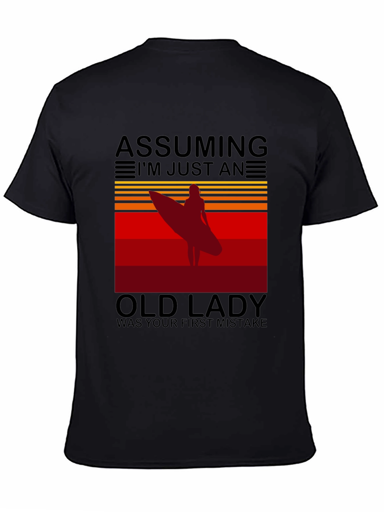 Assuming Old Lady Surfer T-Shirt