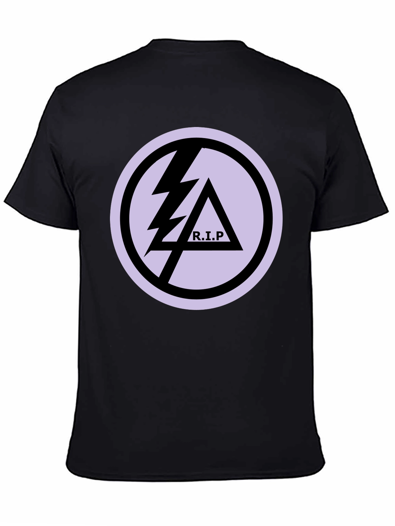 Black T-Shirt with R.I.P Lightning Bolt Graphic Print