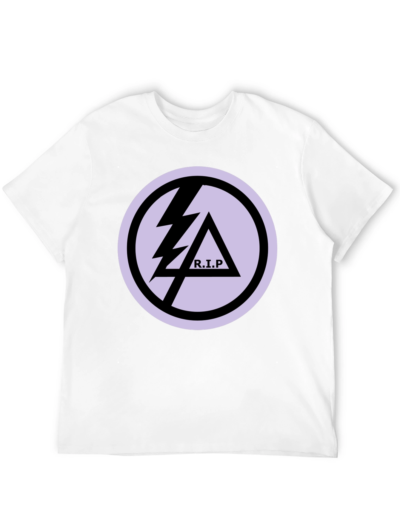 Black T-Shirt with R.I.P Lightning Bolt Graphic Print