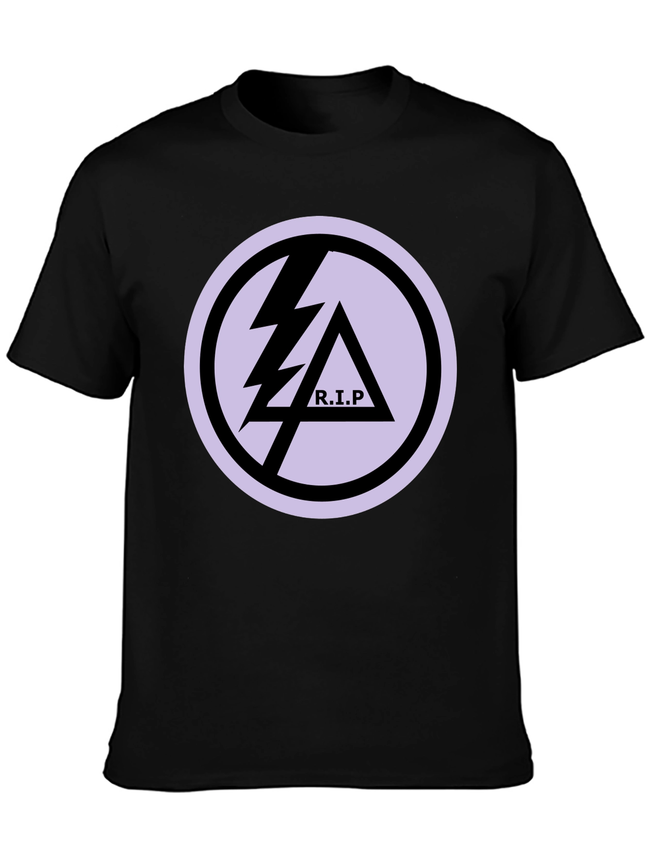 Black T-Shirt with R.I.P Lightning Bolt Graphic Print