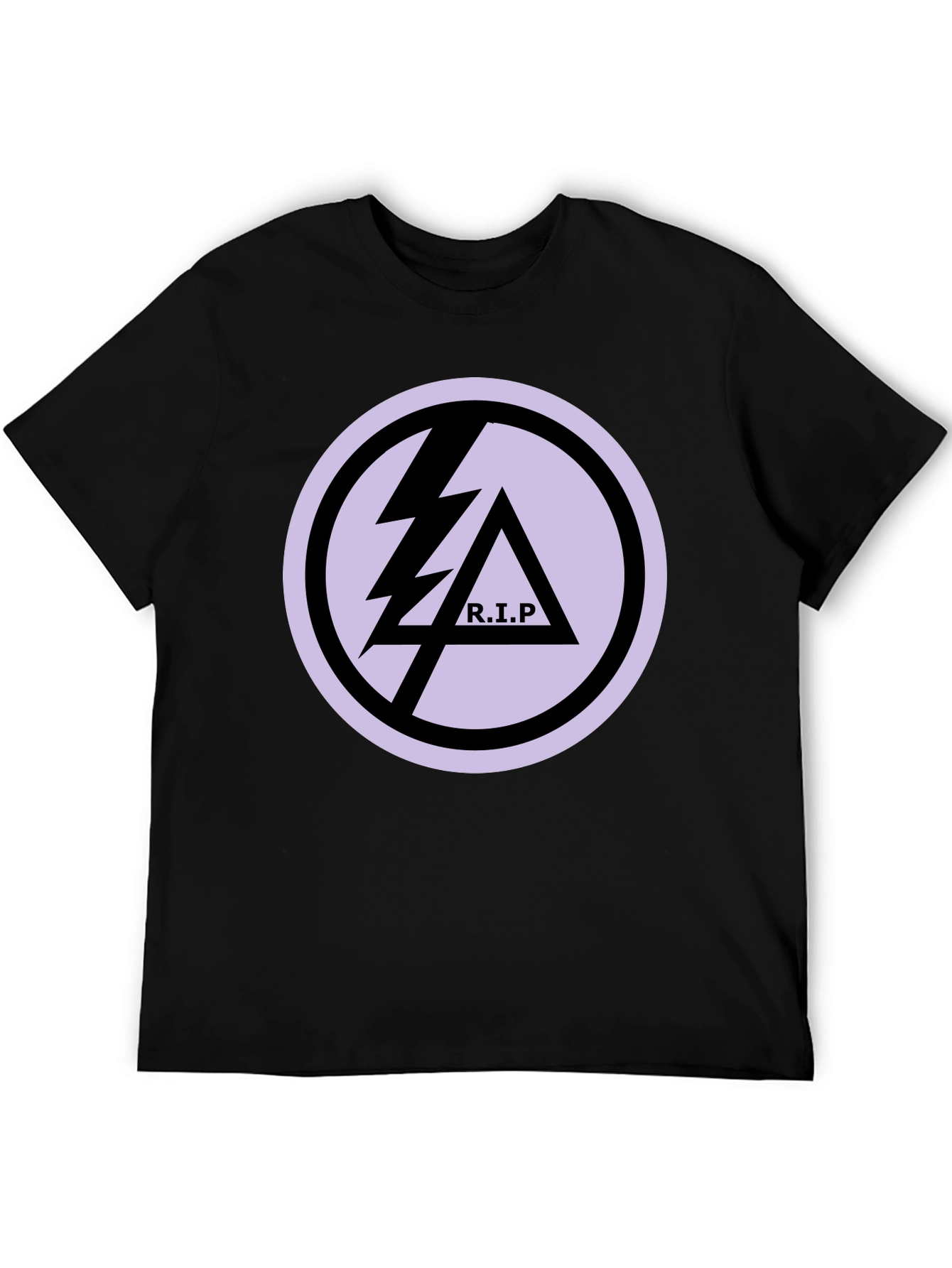 Black T-Shirt with R.I.P Lightning Bolt Graphic Print