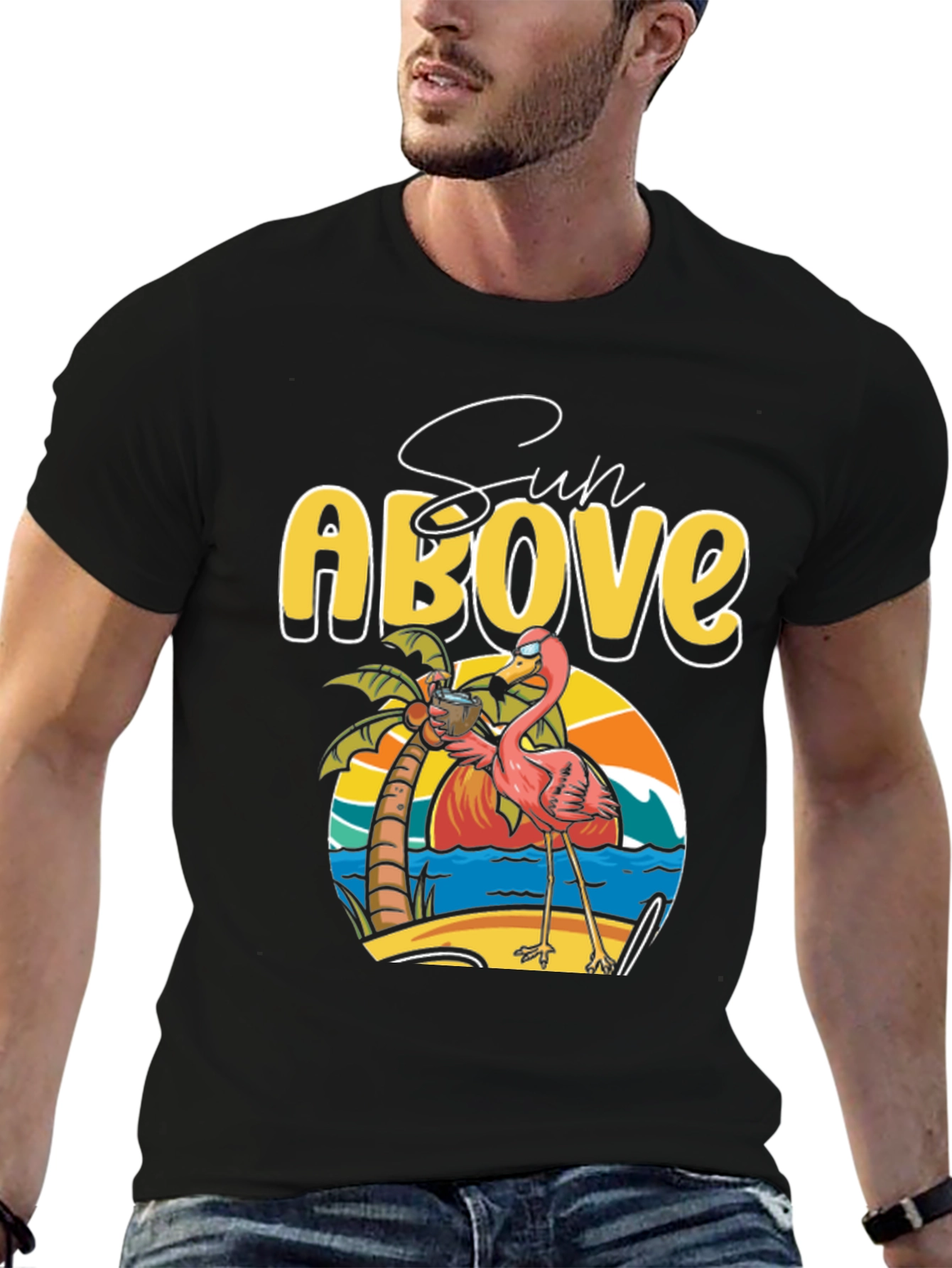 Sun Above Flamingo Graphic T-Shirt
