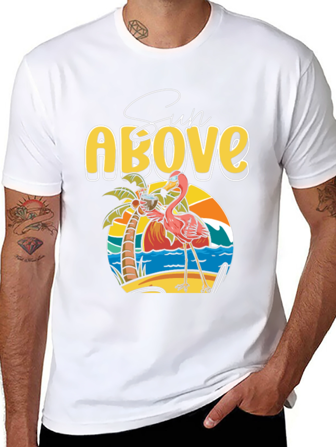 Sun Above Flamingo Graphic T-Shirt