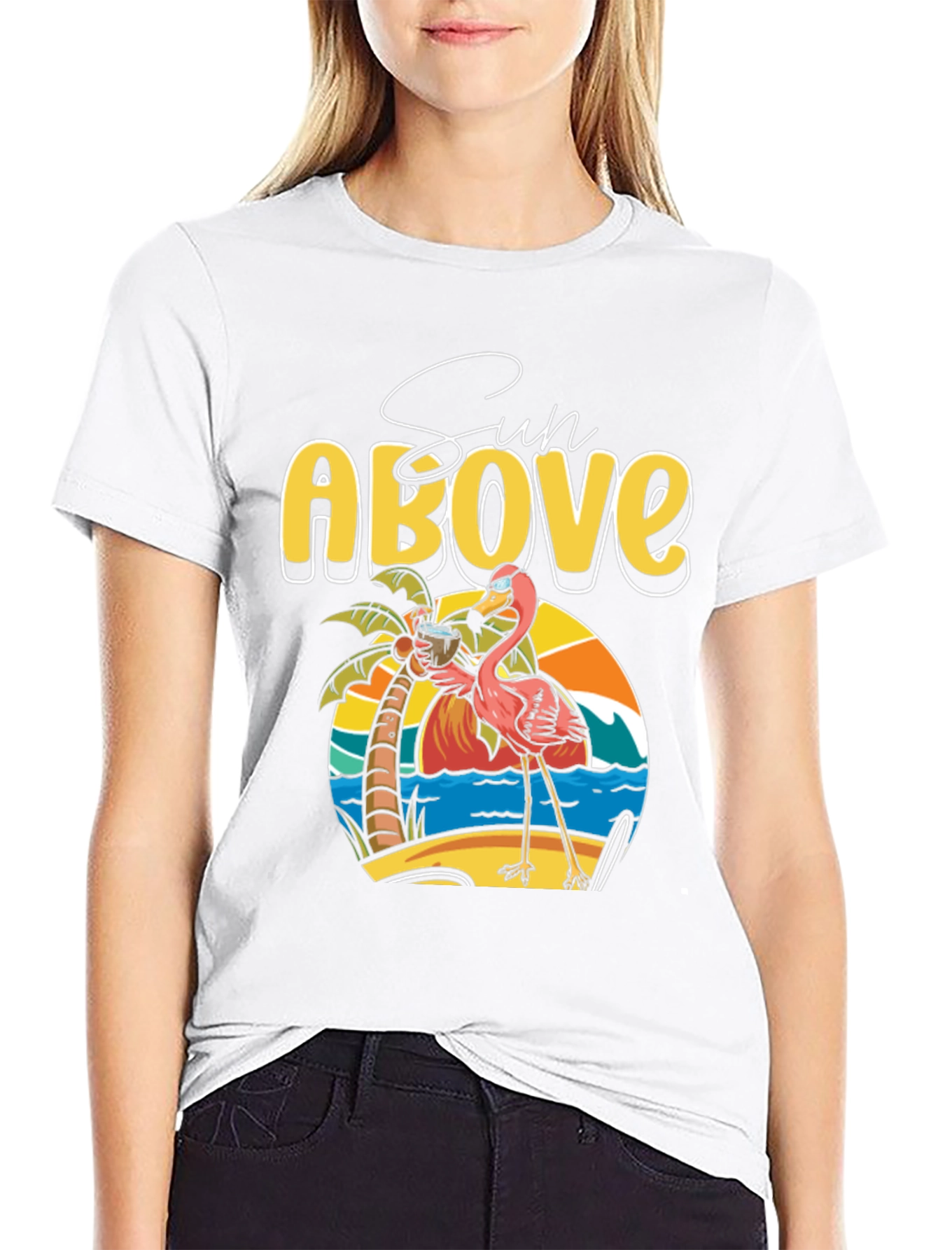 Sun Above Flamingo Graphic T-Shirt