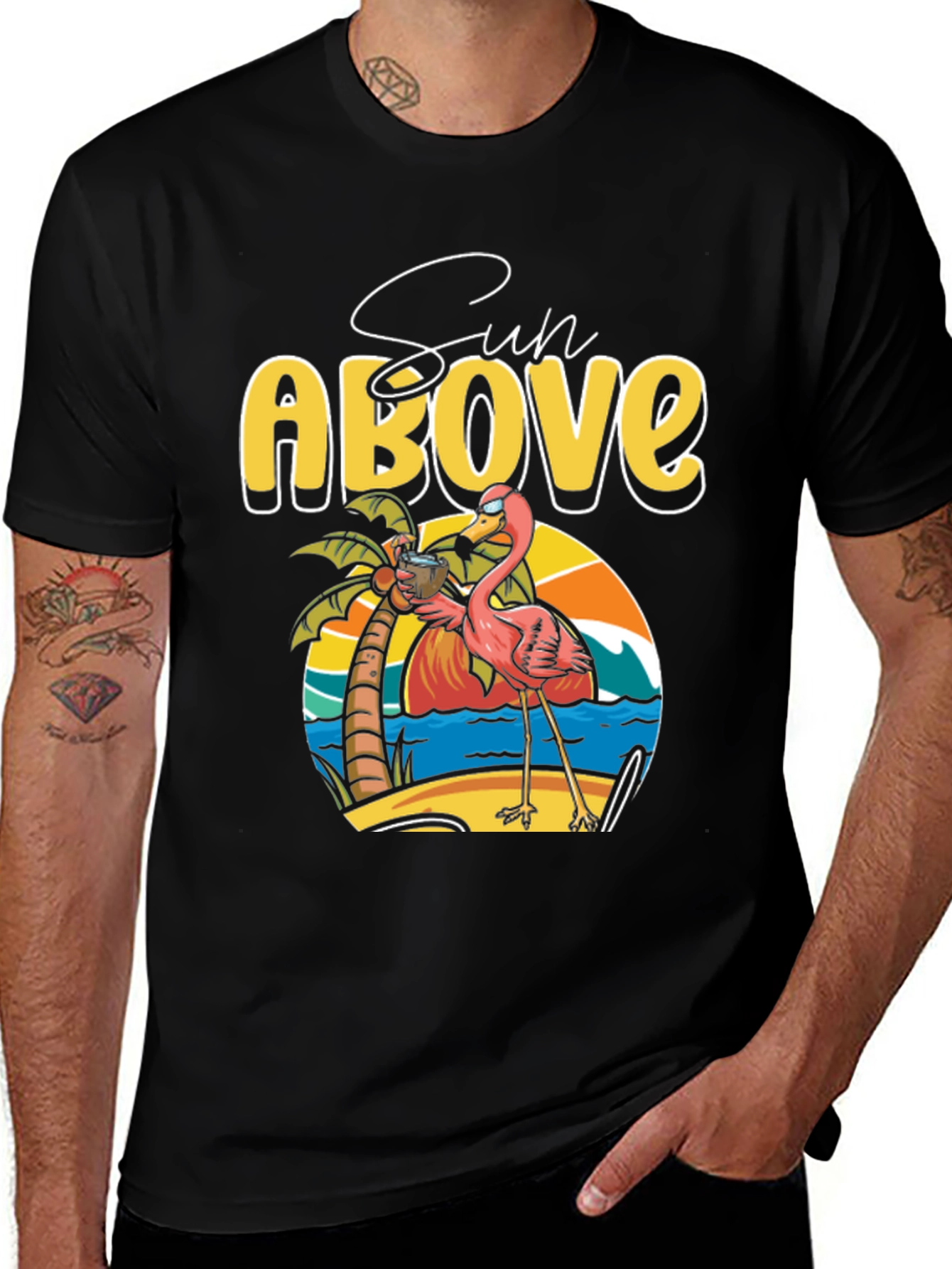 Sun Above Flamingo Graphic T-Shirt