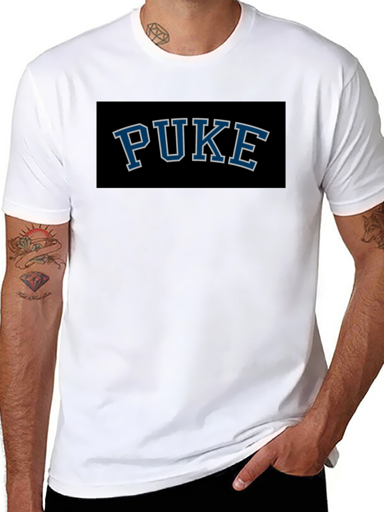 PUKE Graphic T-Shirt - Black Crew Neck Tee