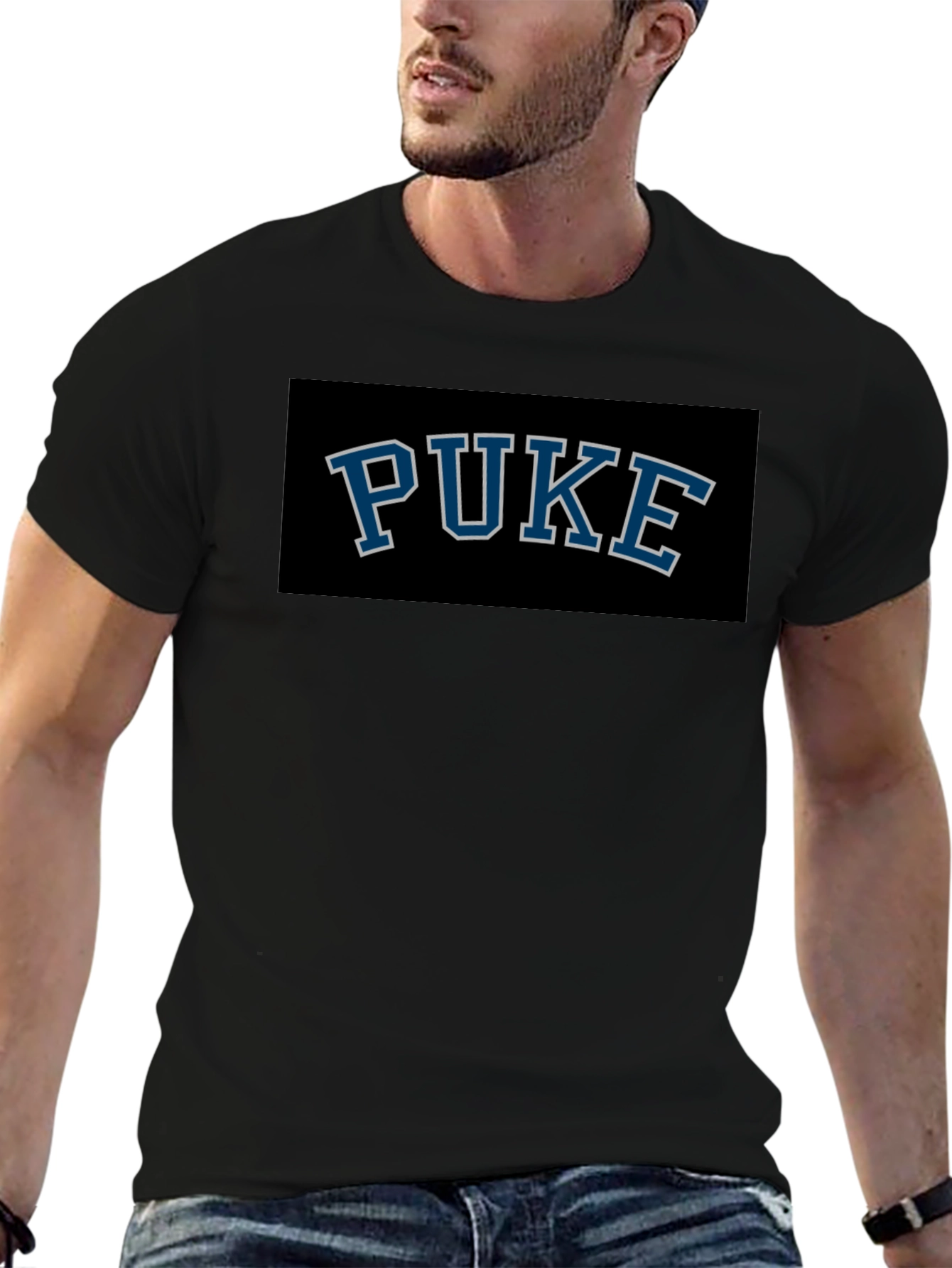 PUKE Graphic T-Shirt - Black Crew Neck Tee