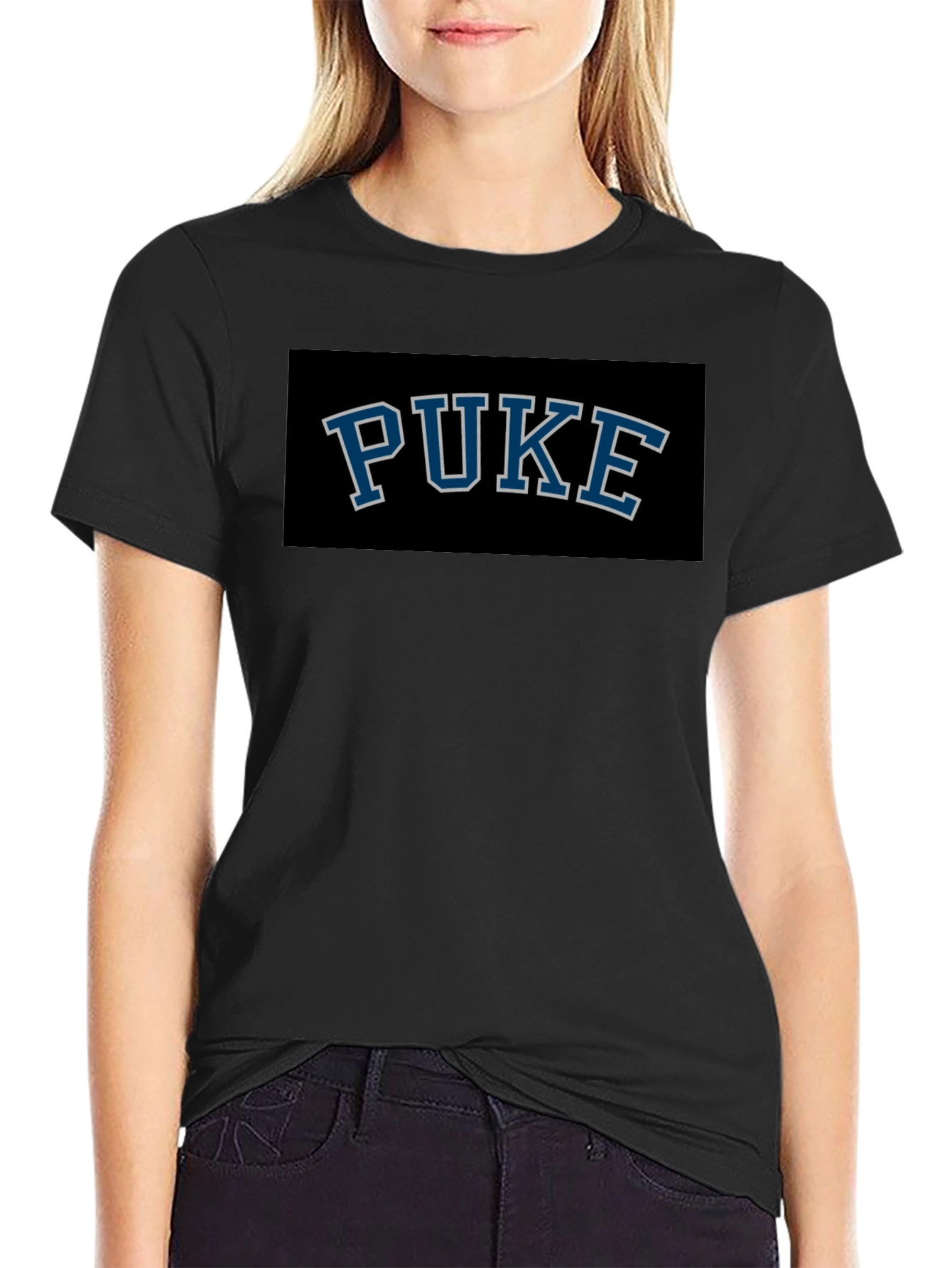 PUKE Graphic T-Shirt - Black Crew Neck Tee