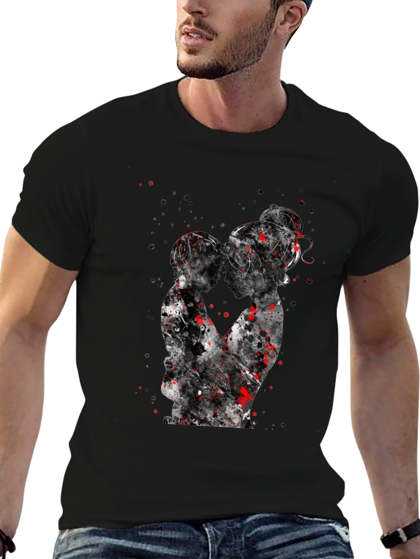 Silhouette Kiss T-Shirt - Artistic Black Tee