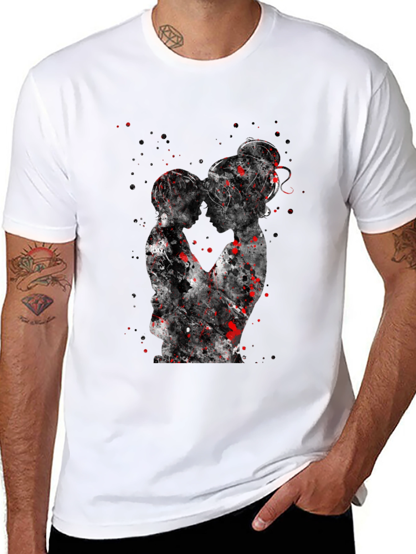 Silhouette Kiss T-Shirt - Artistic Black Tee