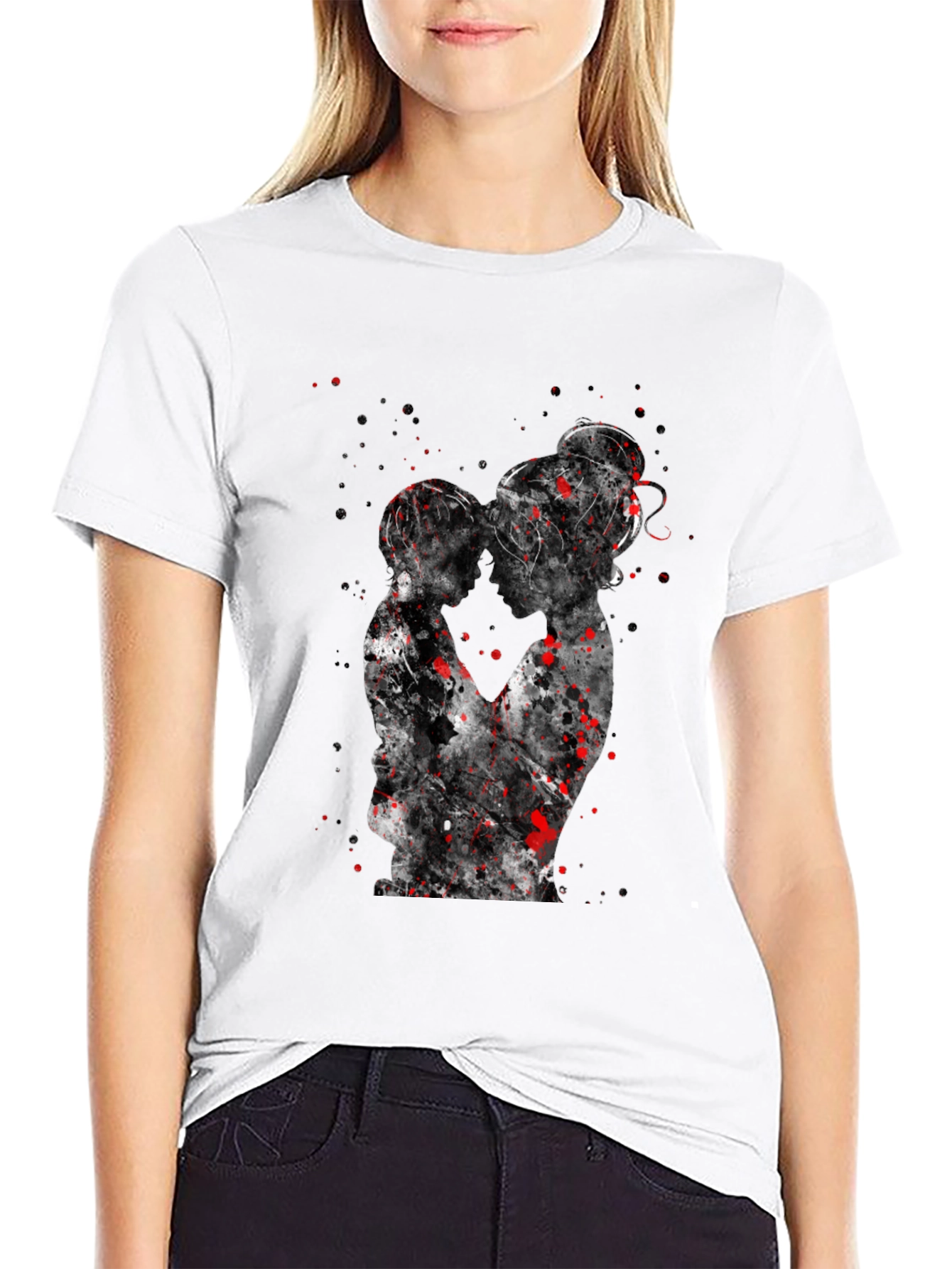 Silhouette Kiss T-Shirt - Artistic Black Tee