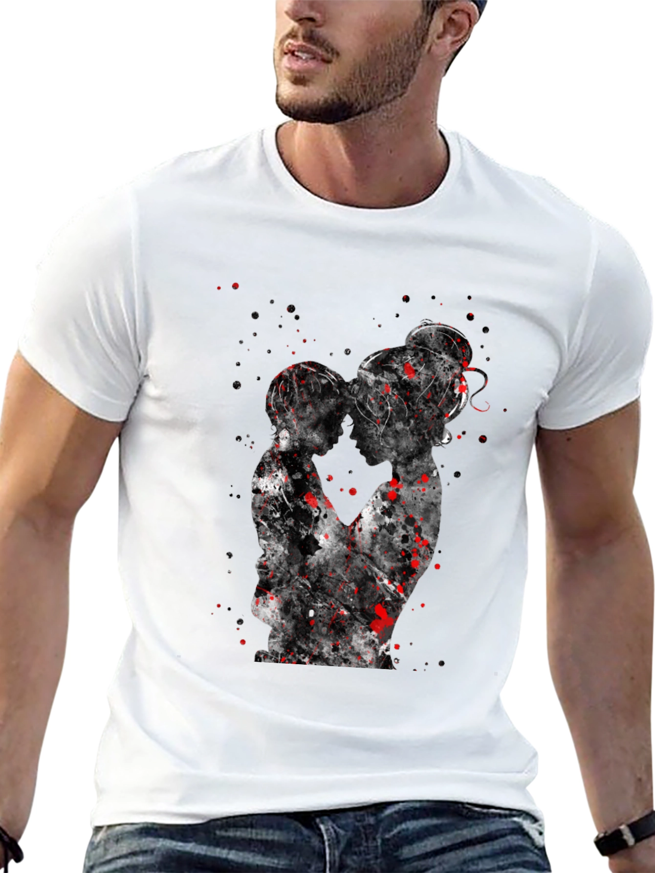 Silhouette Kiss T-Shirt - Artistic Black Tee
