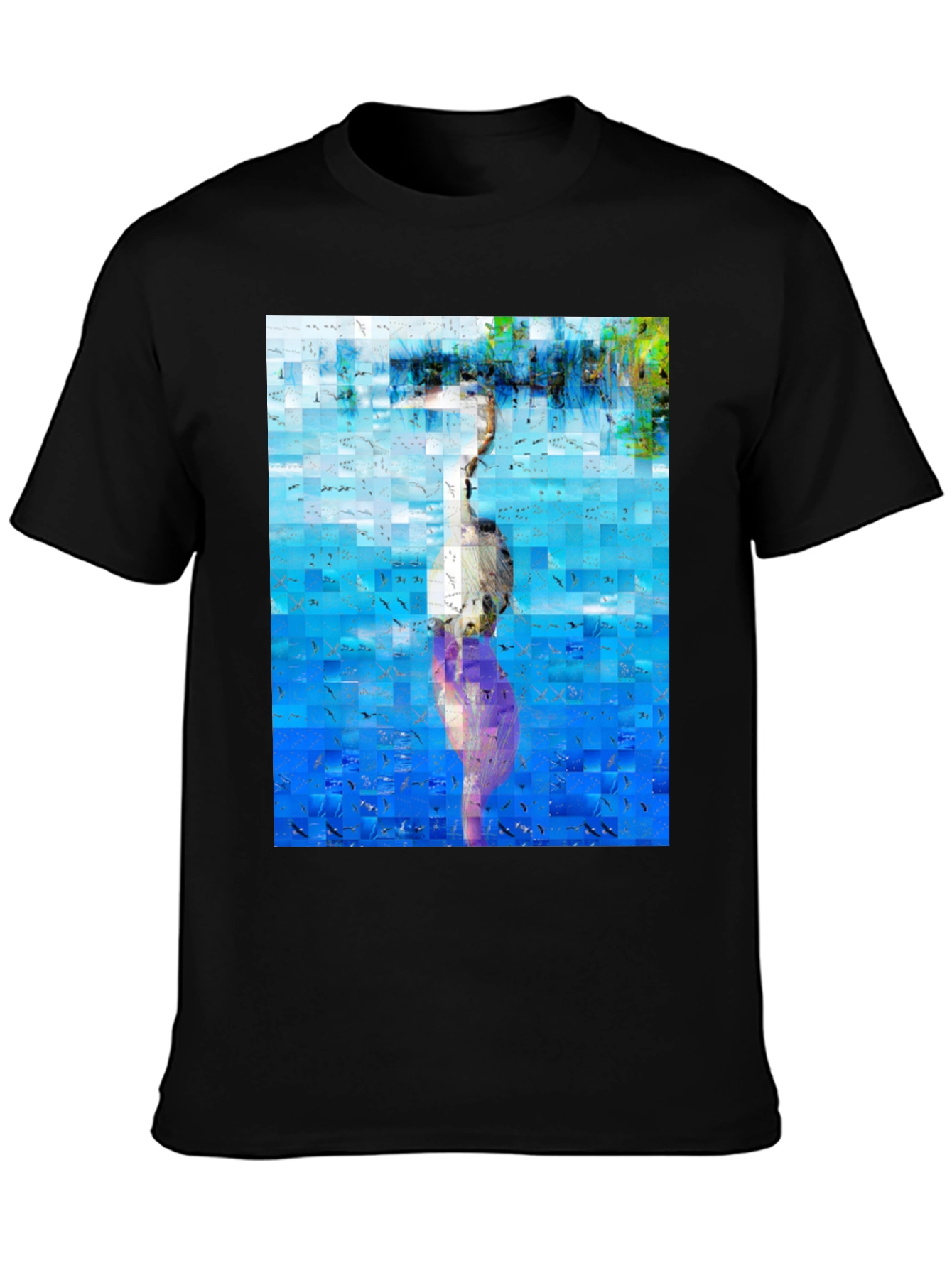Abstract Heron Black T-Shirt