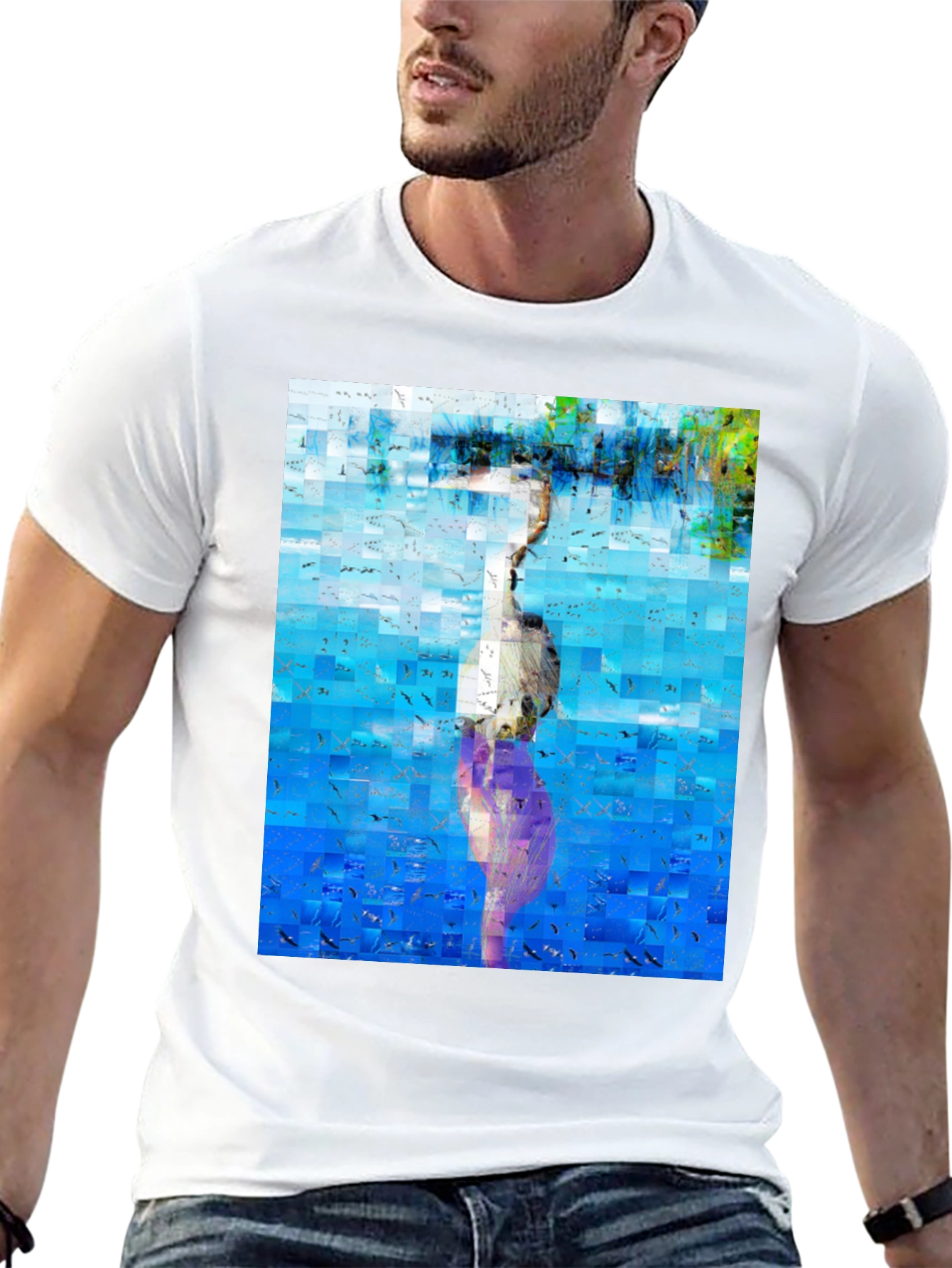 Abstract Heron Black T-Shirt