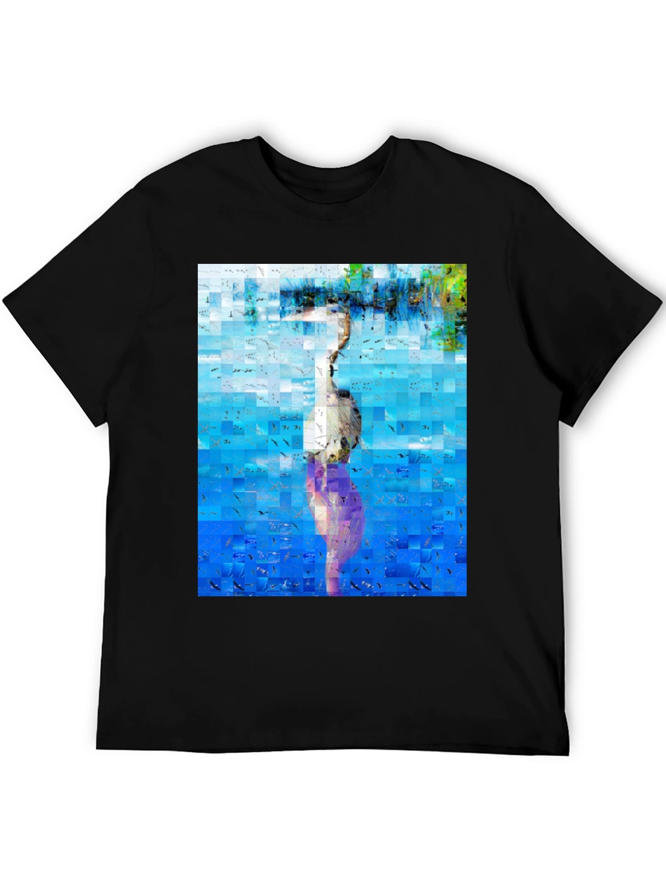 Abstract Heron Black T-Shirt