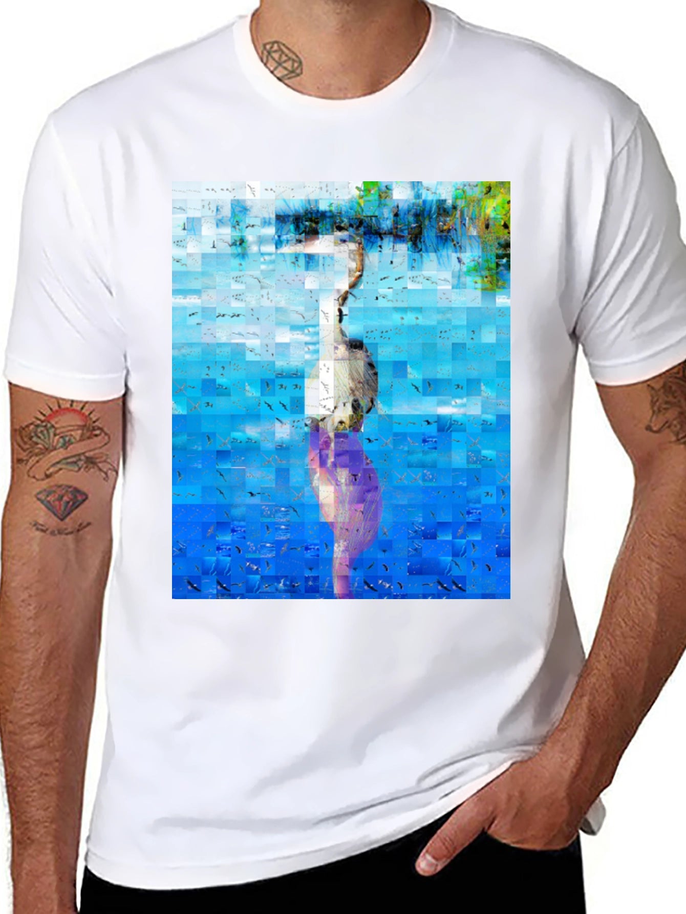Abstract Heron Black T-Shirt