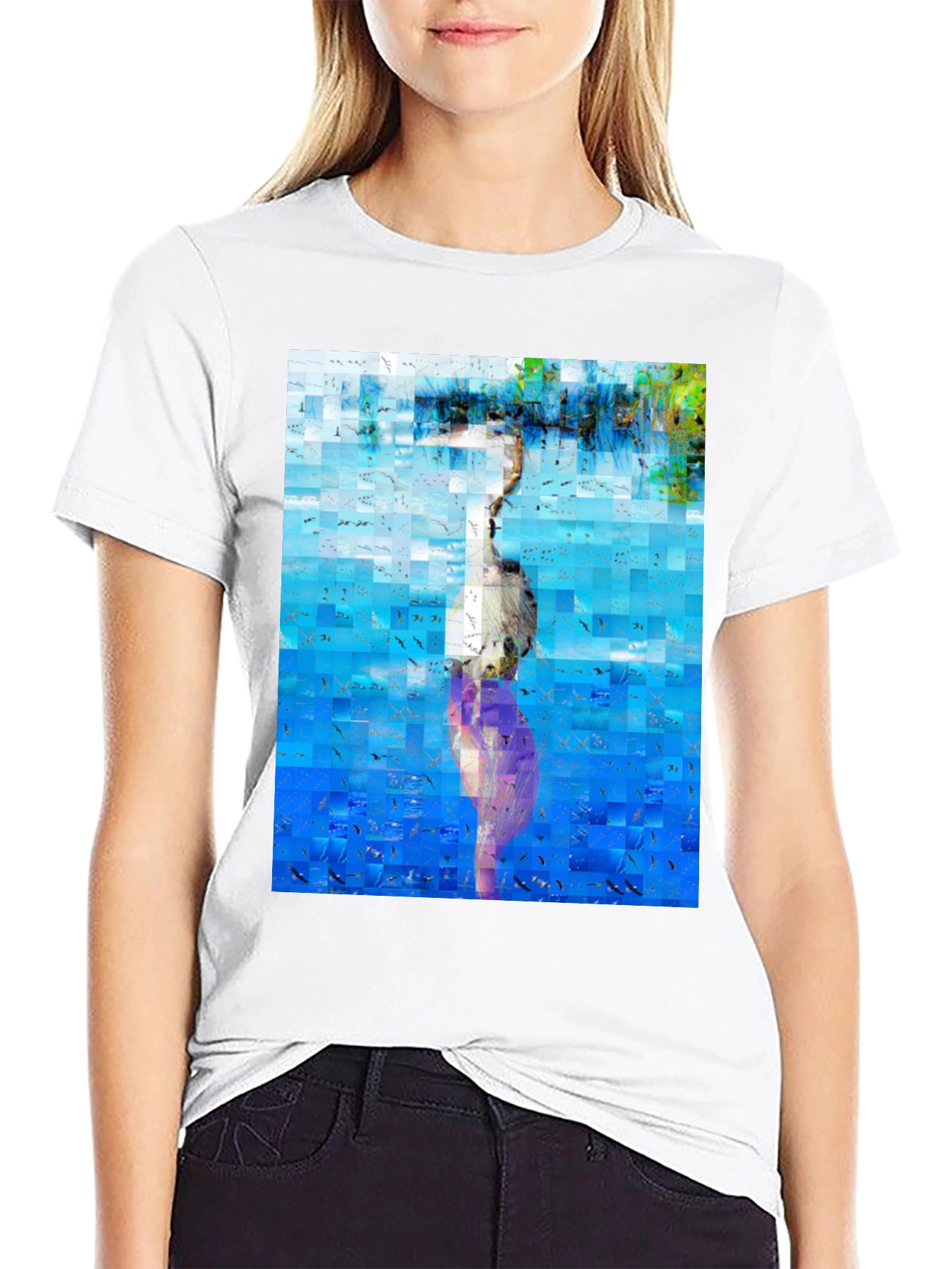 Abstract Heron Black T-Shirt