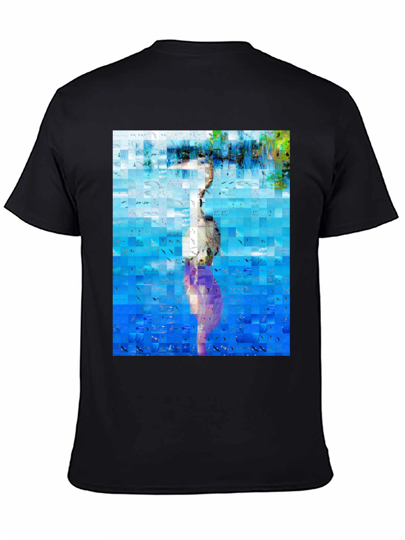 Abstract Heron Black T-Shirt