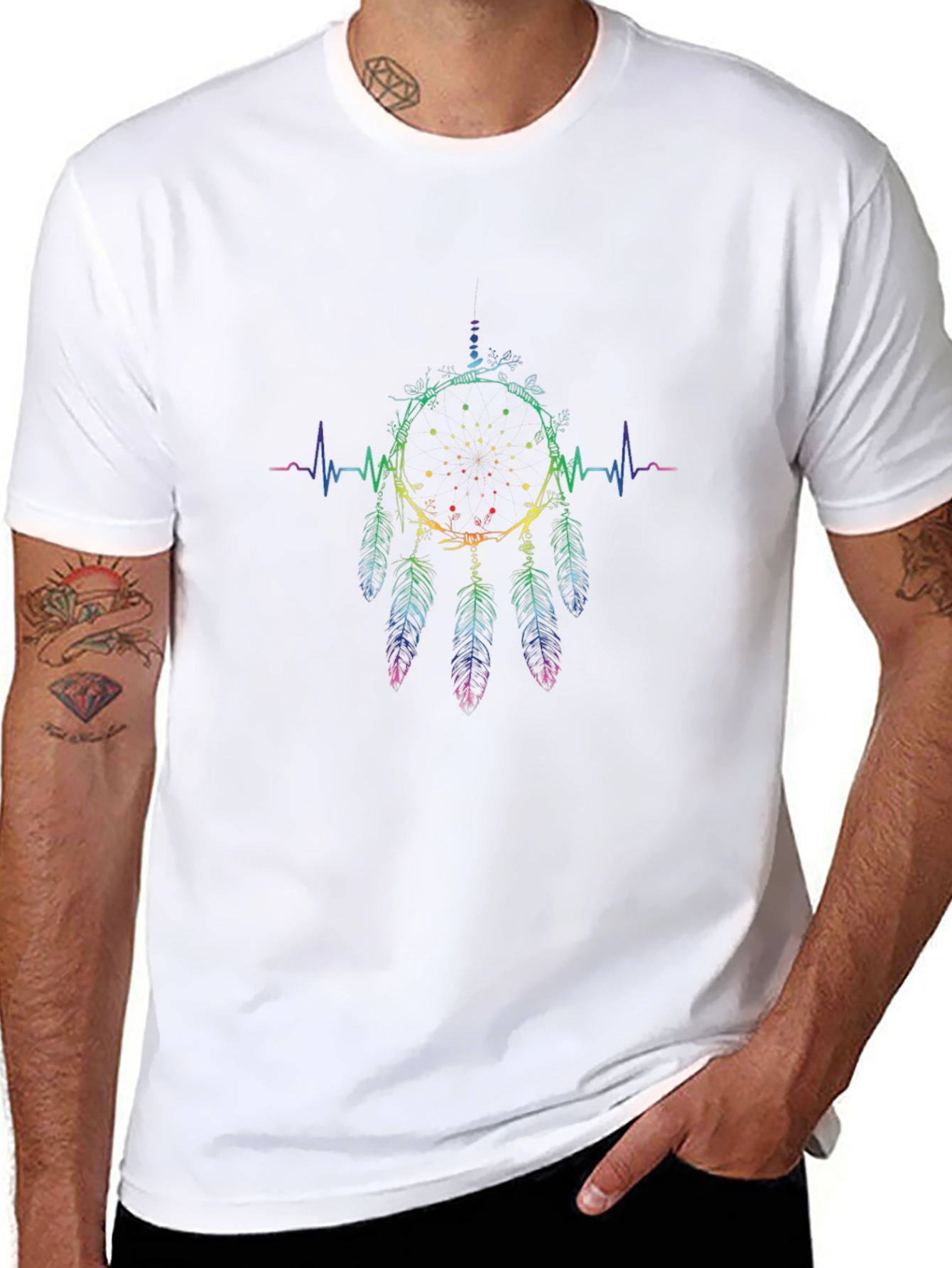 Rainbow Dreamcatcher Heartbeat T-Shirt