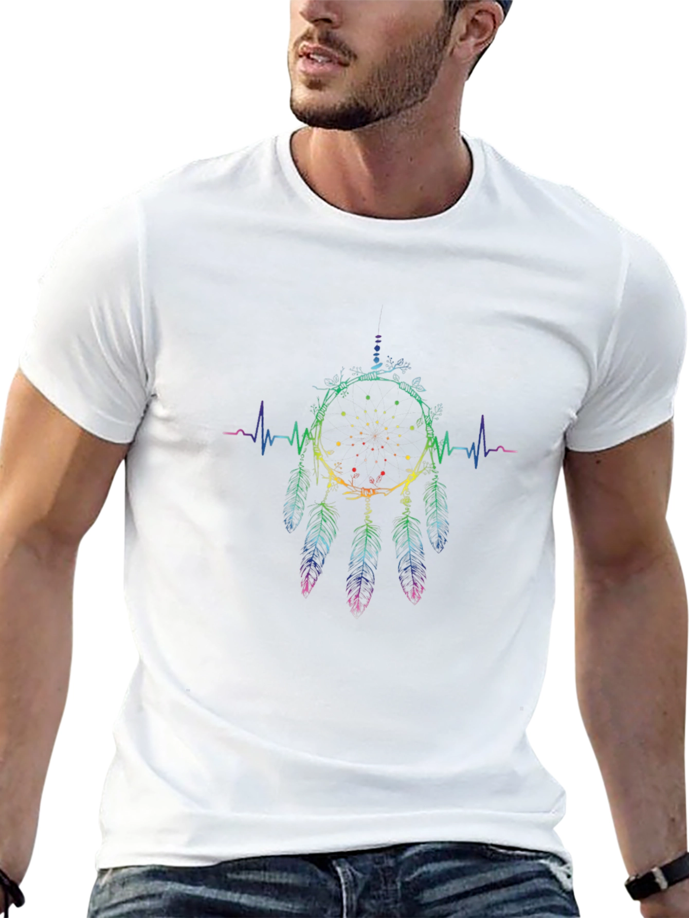 Rainbow Dreamcatcher Heartbeat T-Shirt