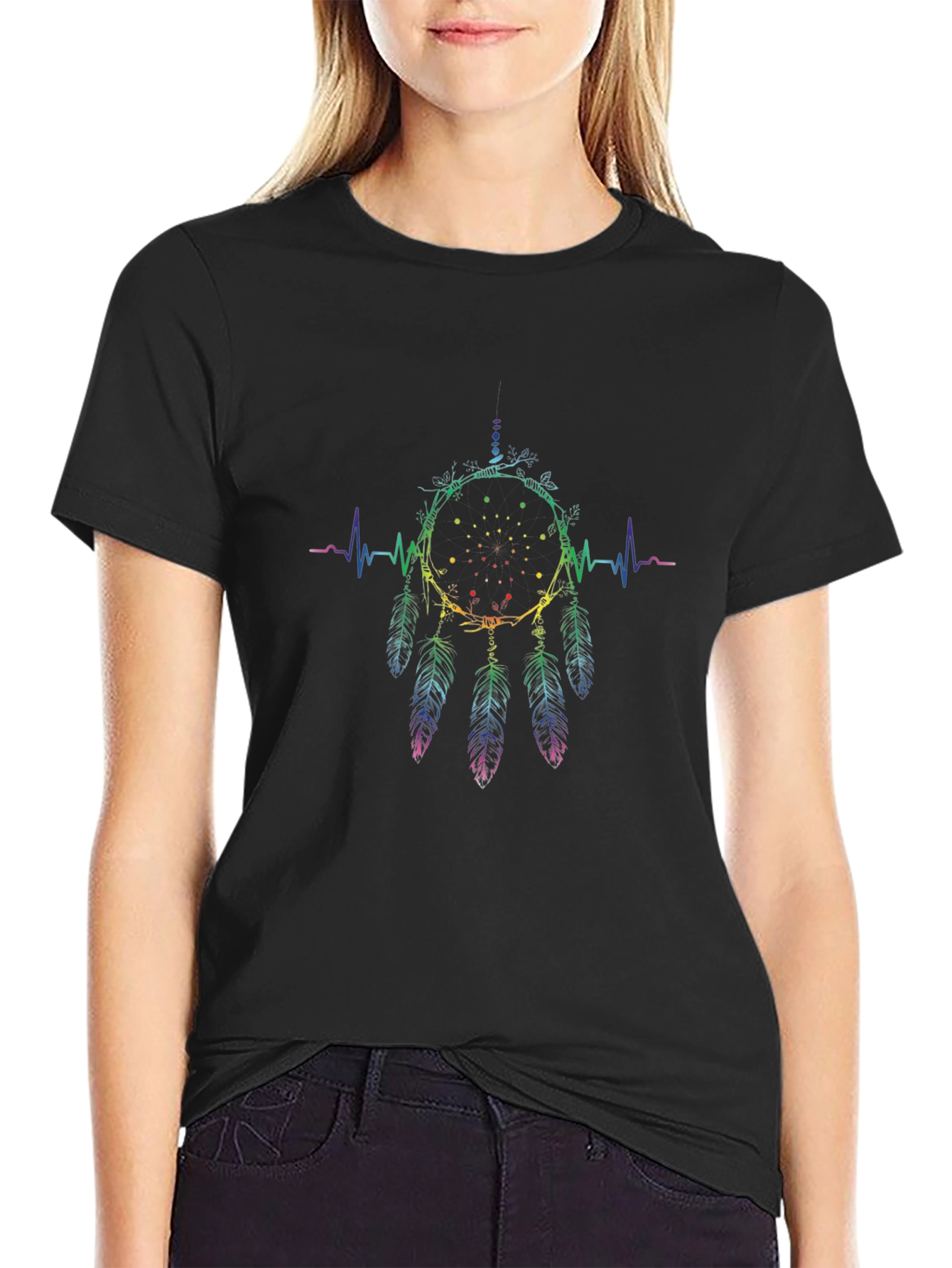 Rainbow Dreamcatcher Heartbeat T-Shirt