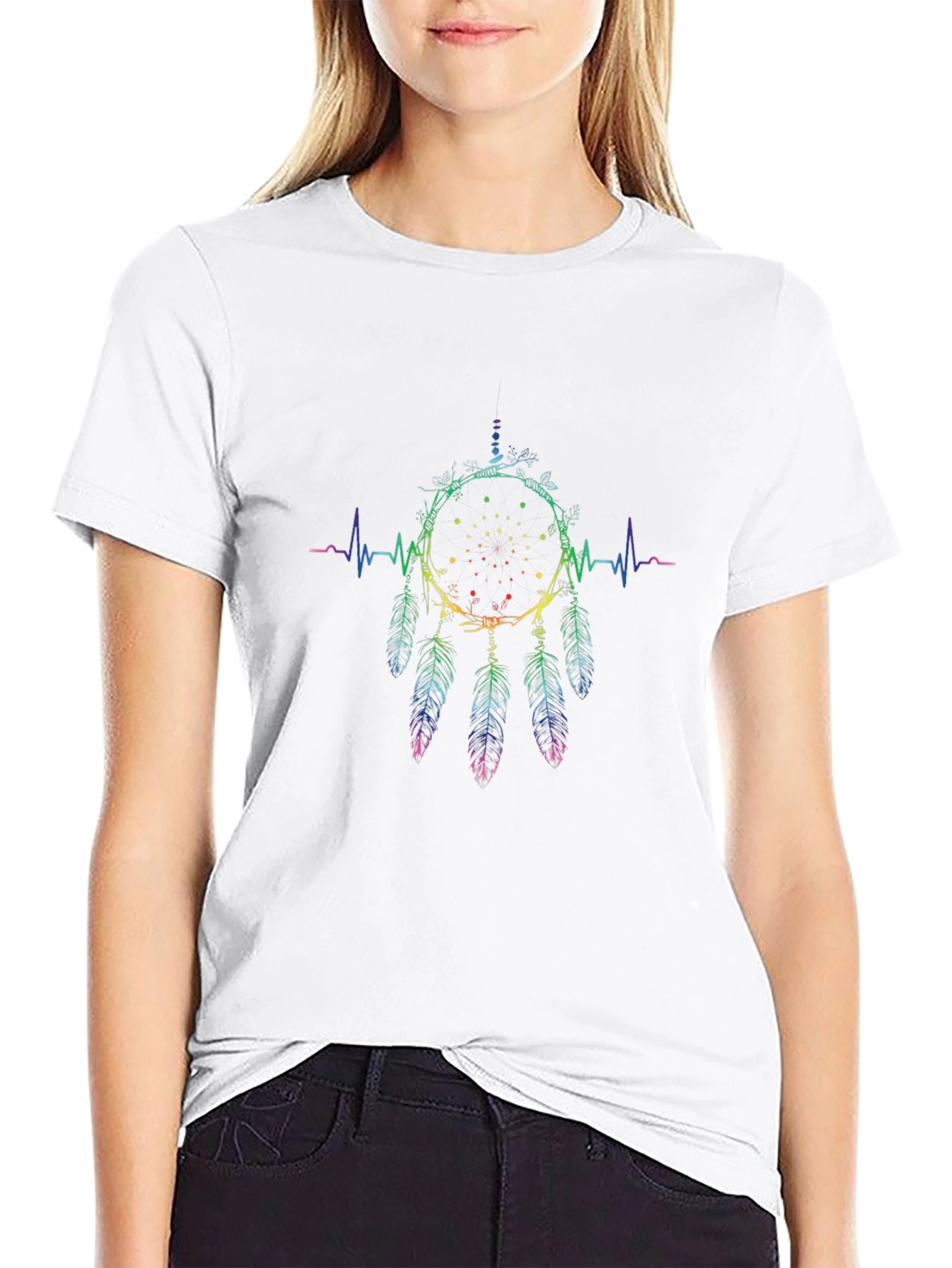 Rainbow Dreamcatcher Heartbeat T-Shirt