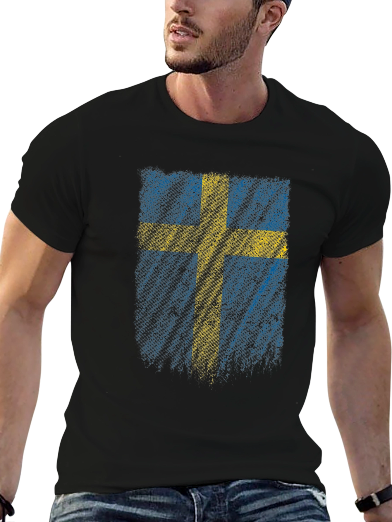 Swedish Flag Graphic Tee - Black