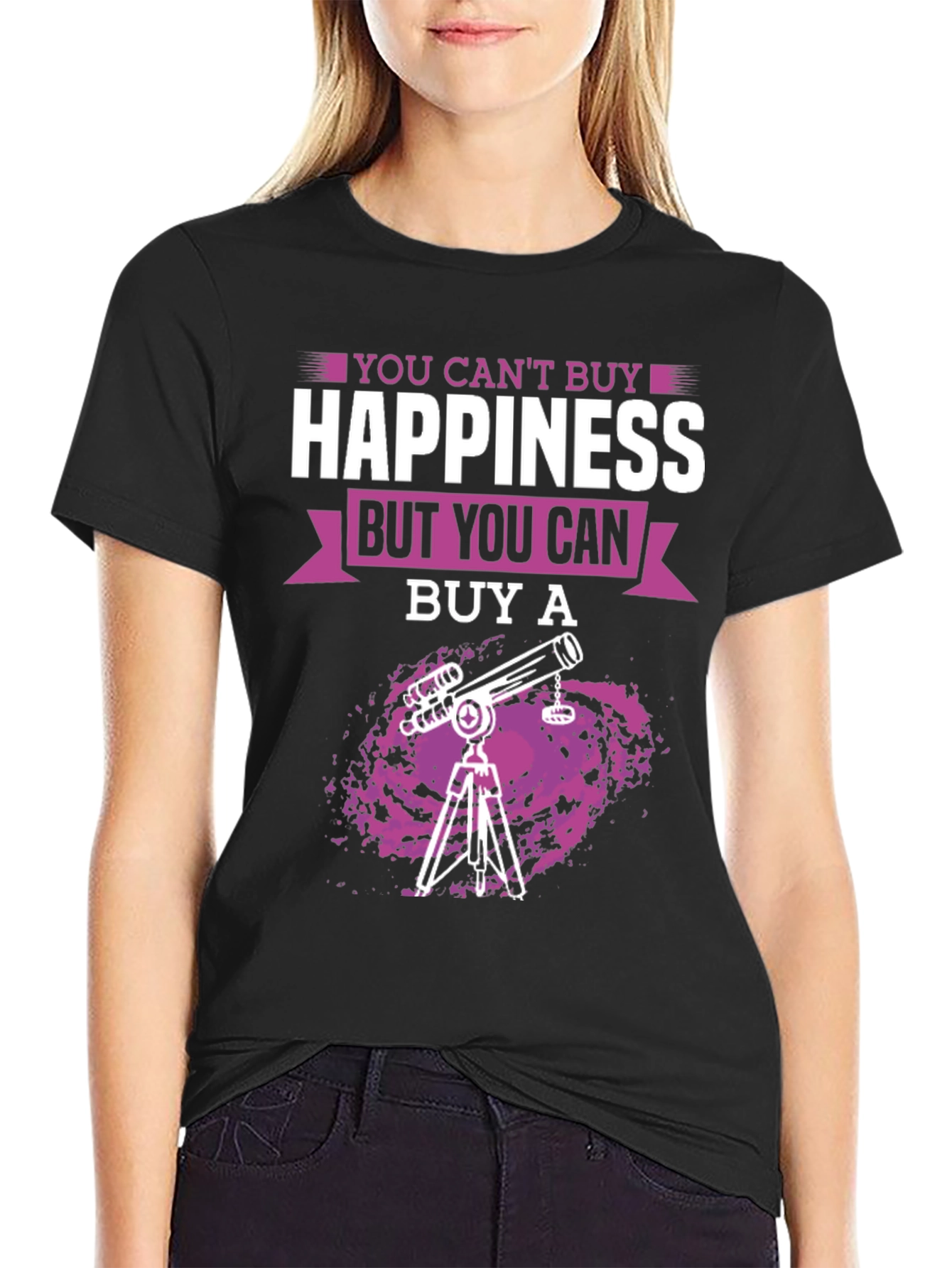 Telescope Lover T-Shirt: Cant Buy Happiness Astronomy Tee
