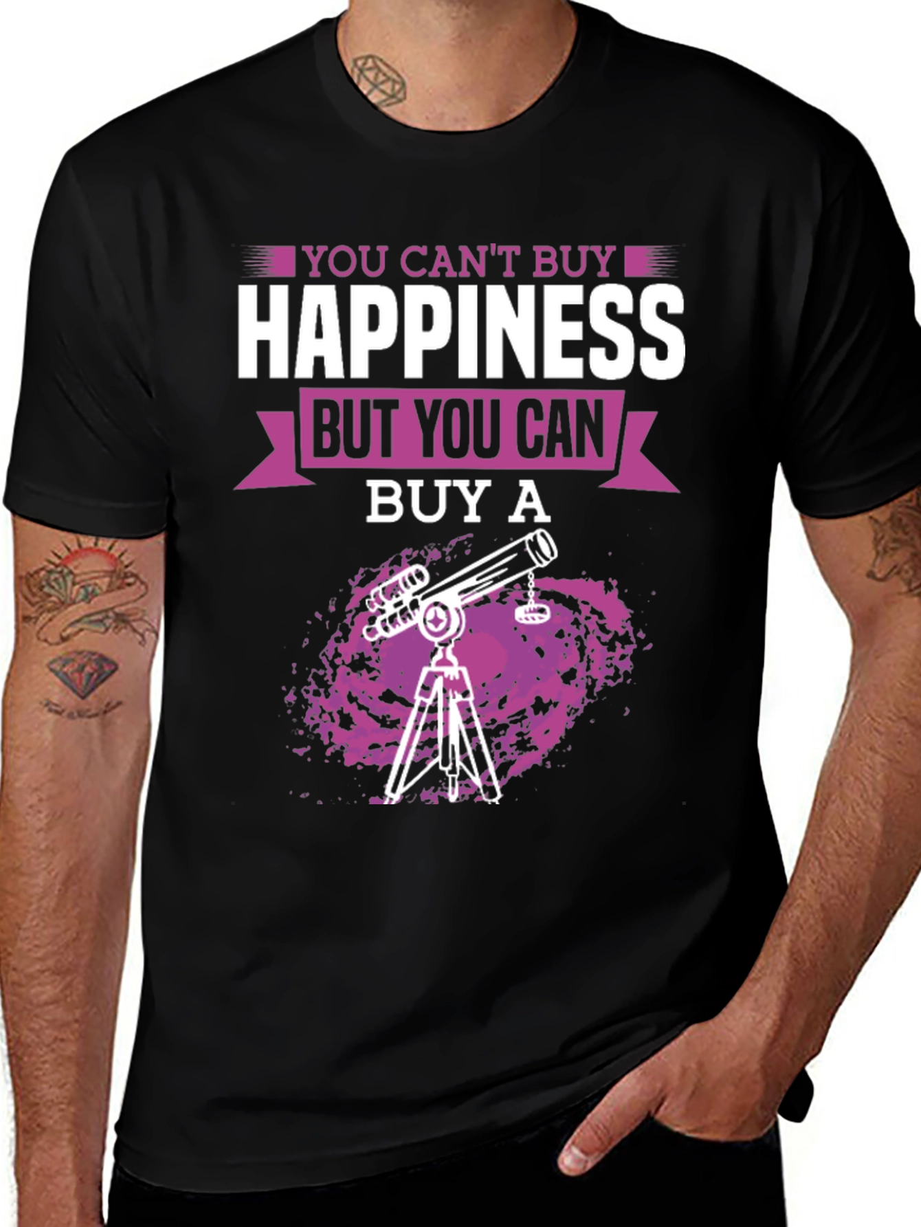 Telescope Lover T-Shirt: Cant Buy Happiness Astronomy Tee