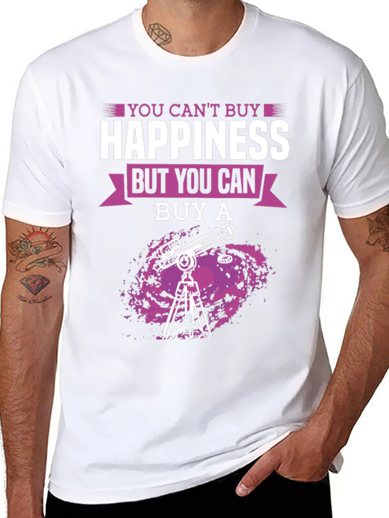 Telescope Lover T-Shirt: Cant Buy Happiness Astronomy Tee