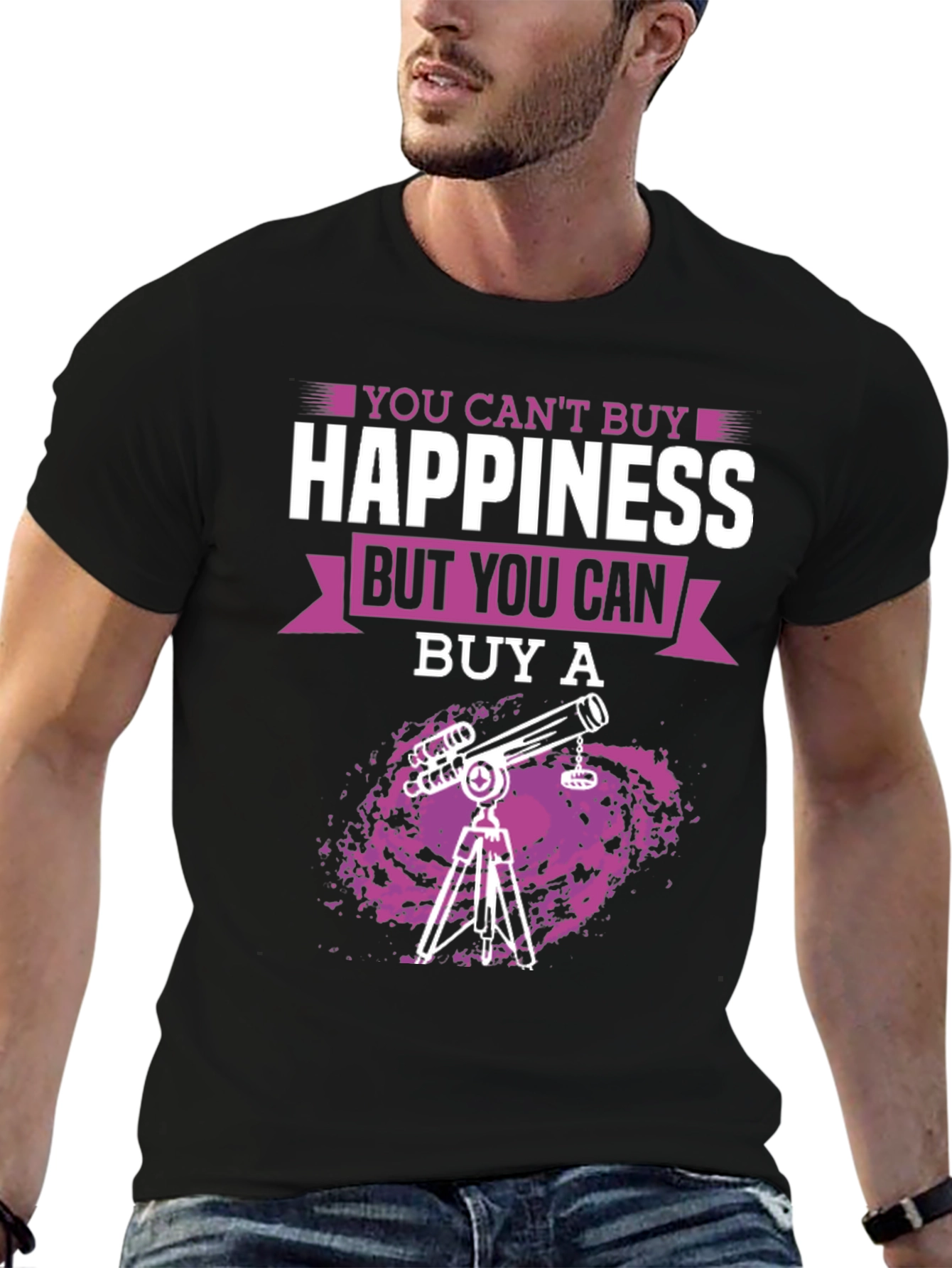 Telescope Lover T-Shirt: Cant Buy Happiness Astronomy Tee