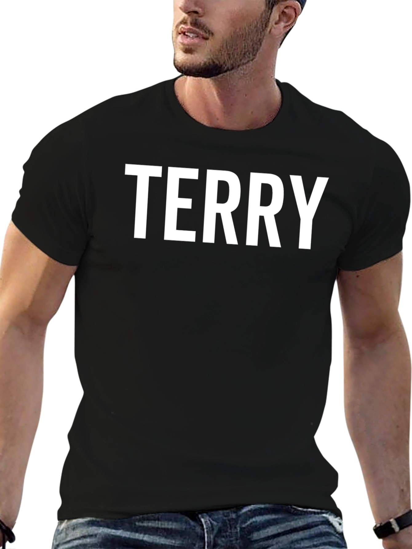 TERRY Black Cotton Crew Neck Tee