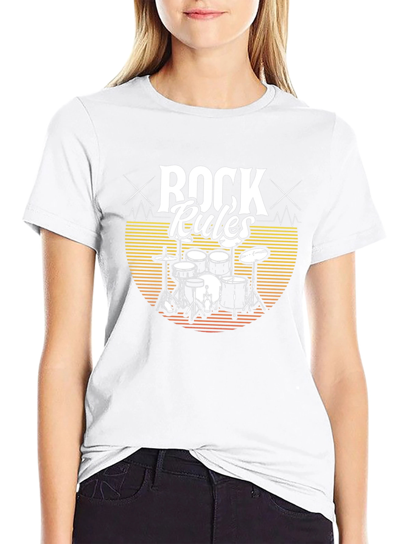 Rock Rules Drum Set T-Shirt - Music Lovers Tee
